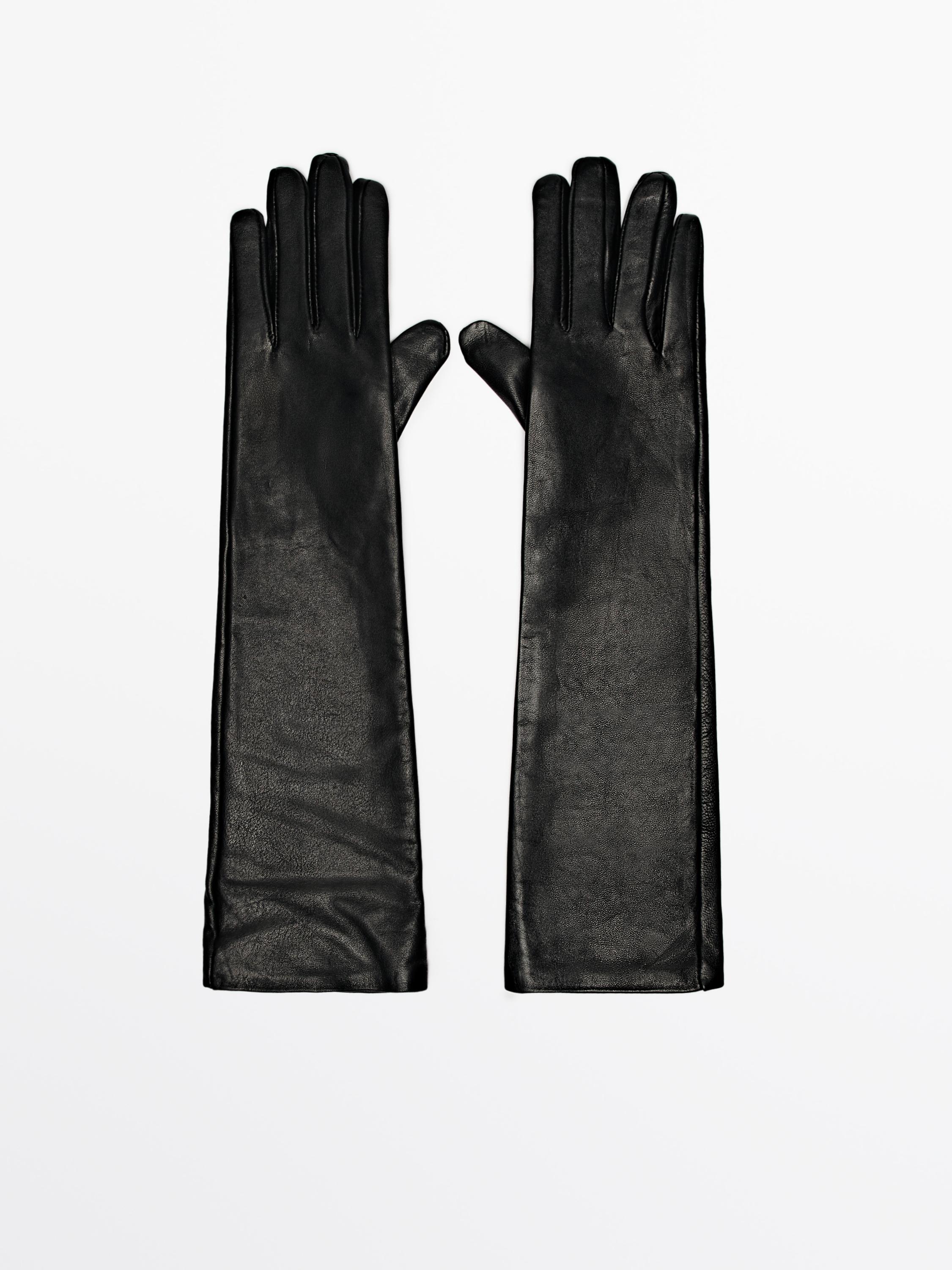 Long leather gloves · Black · Accessories Massimo Dutti