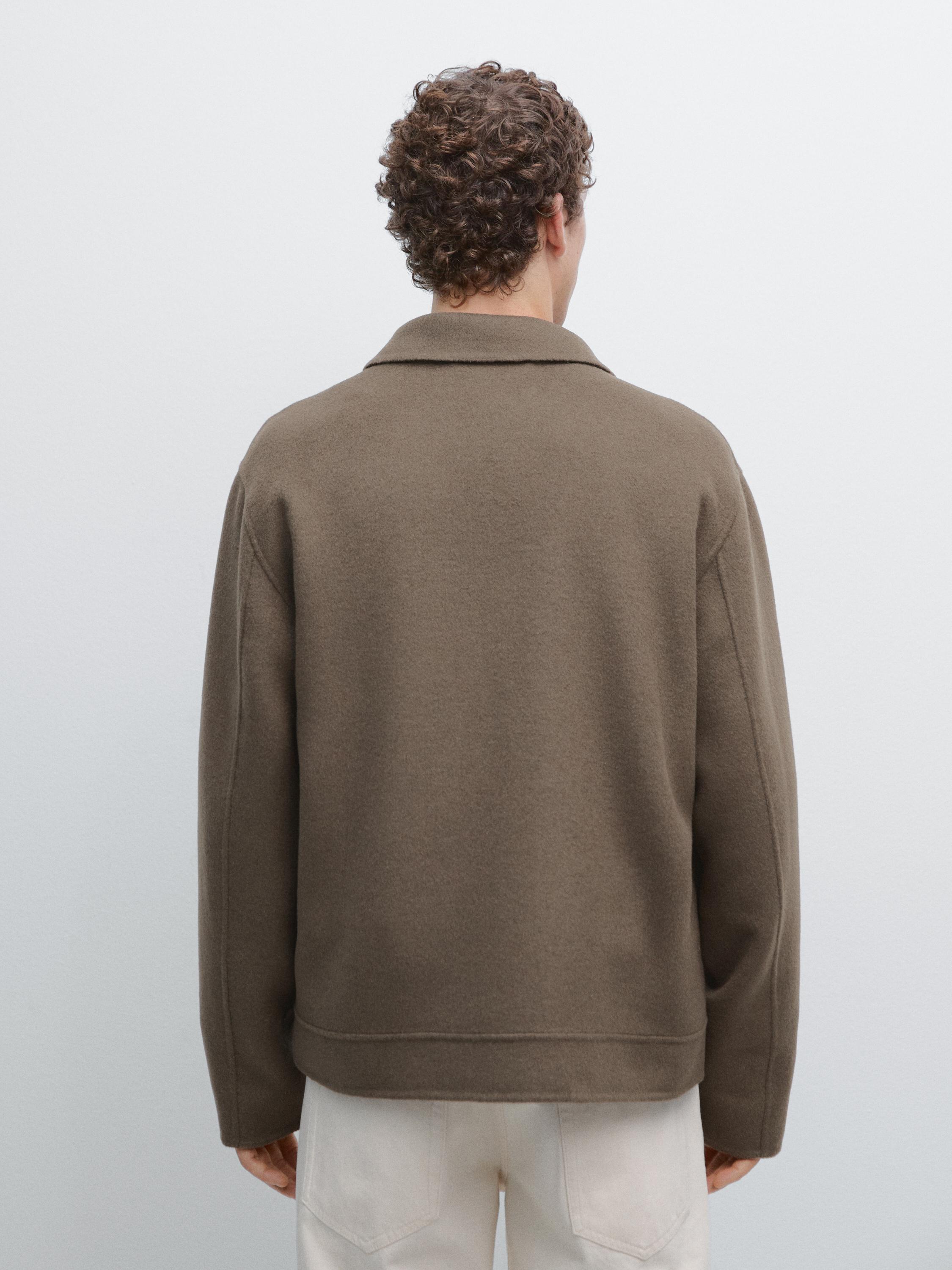 Wool blend jacket with pockets — GREENISH