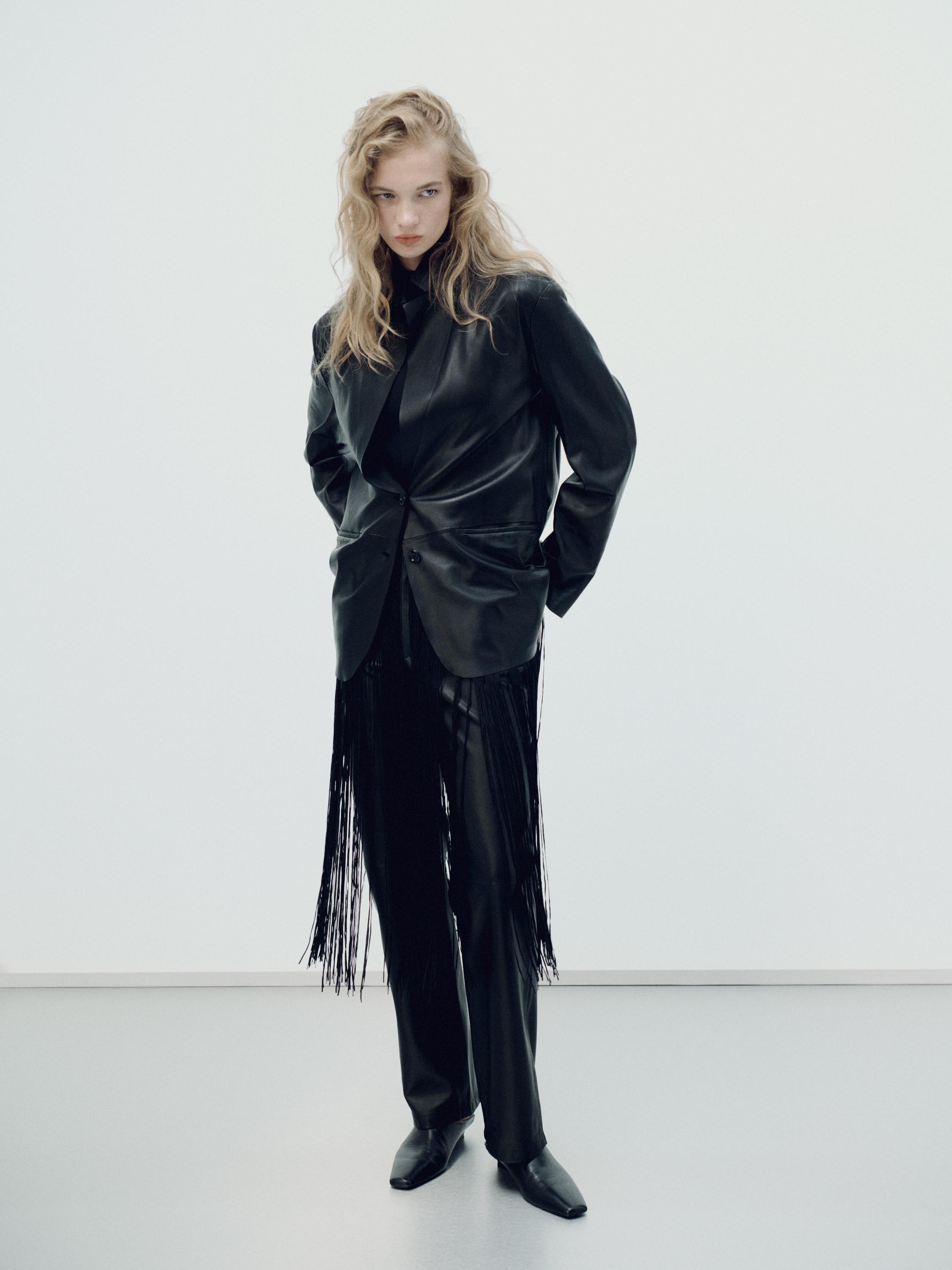 Nappa leather five-pocket trousers
