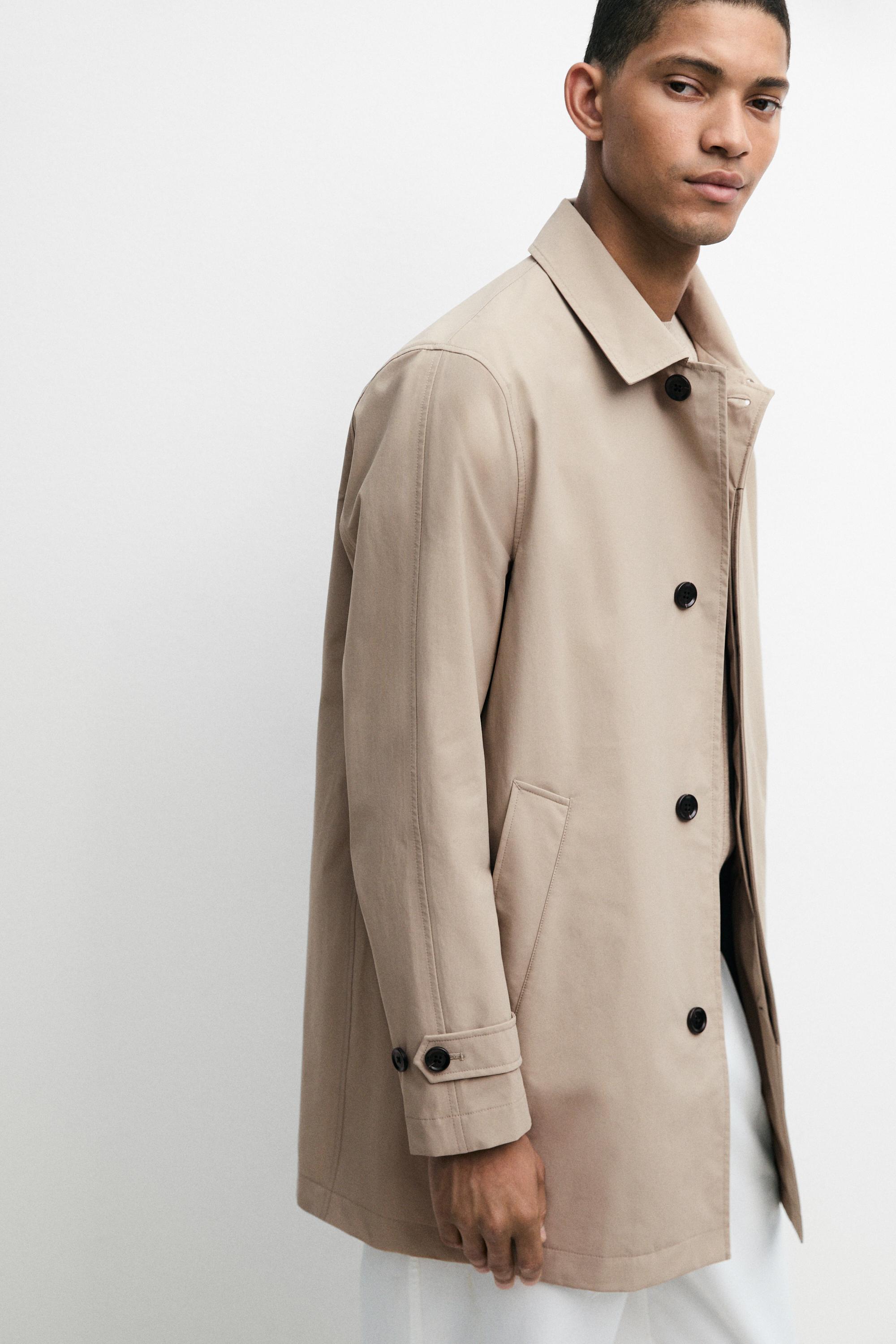 Lightweight long trench coat — PALE SAND