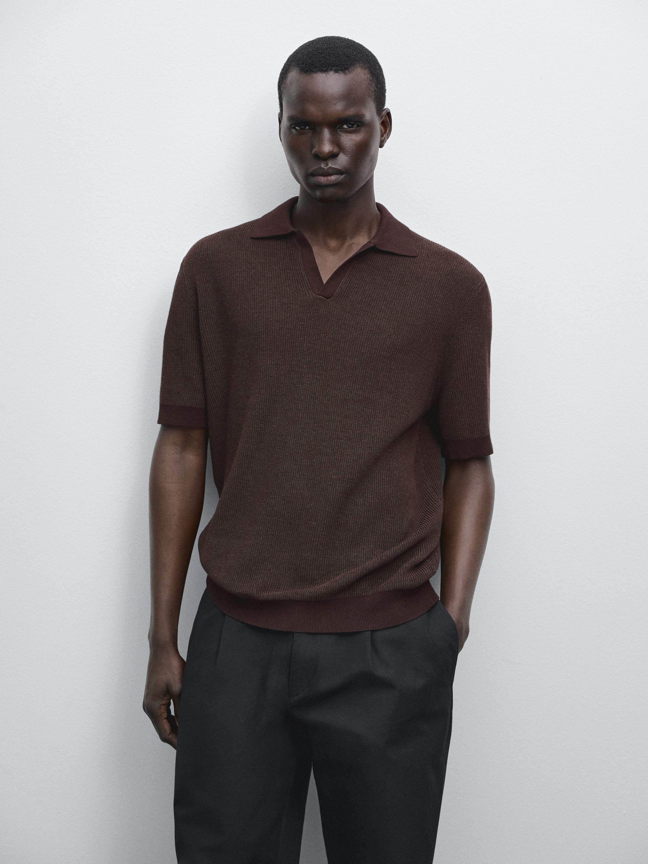 Knit cotton polo shirt