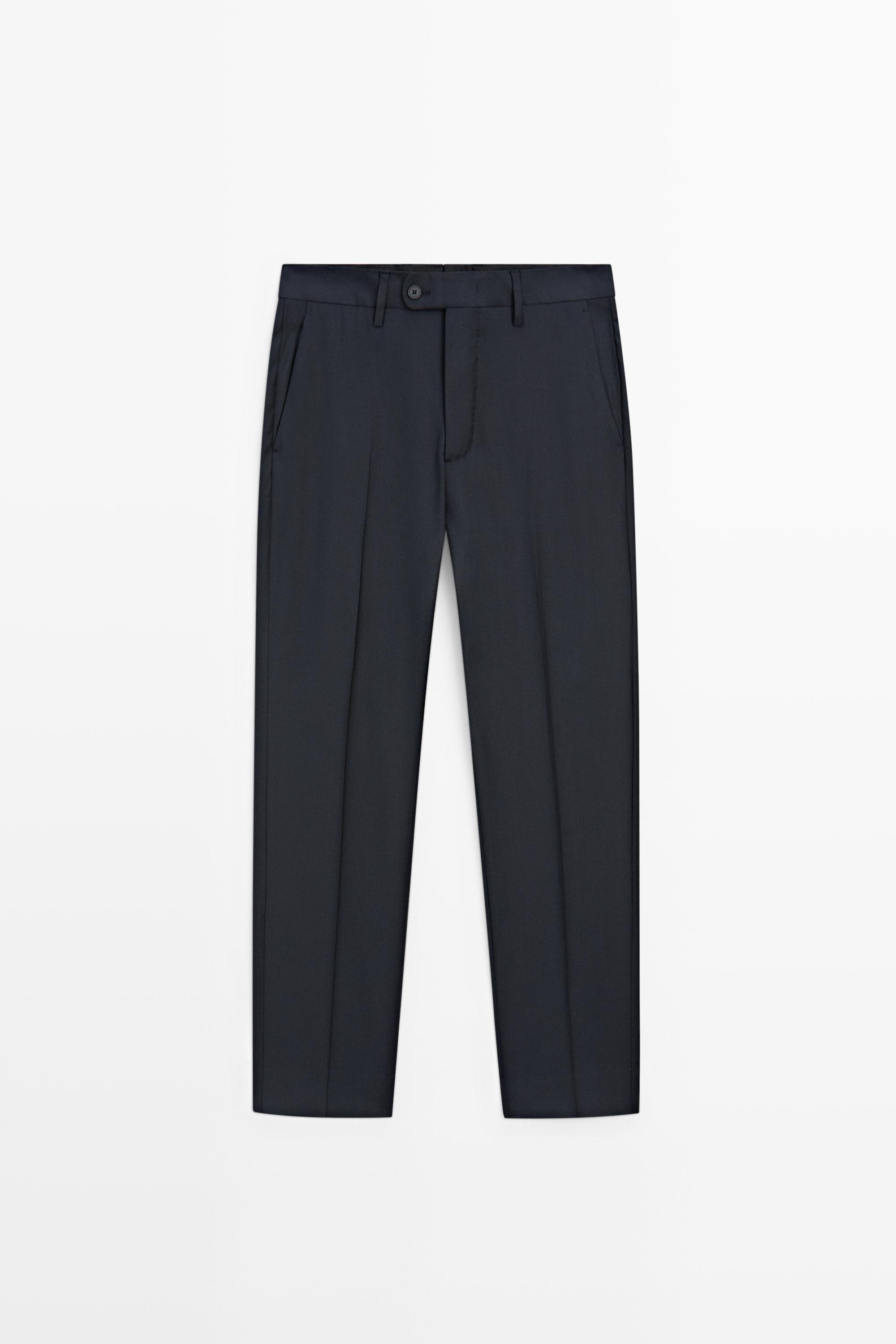 100% wool suit trousers — NAVY BLUE