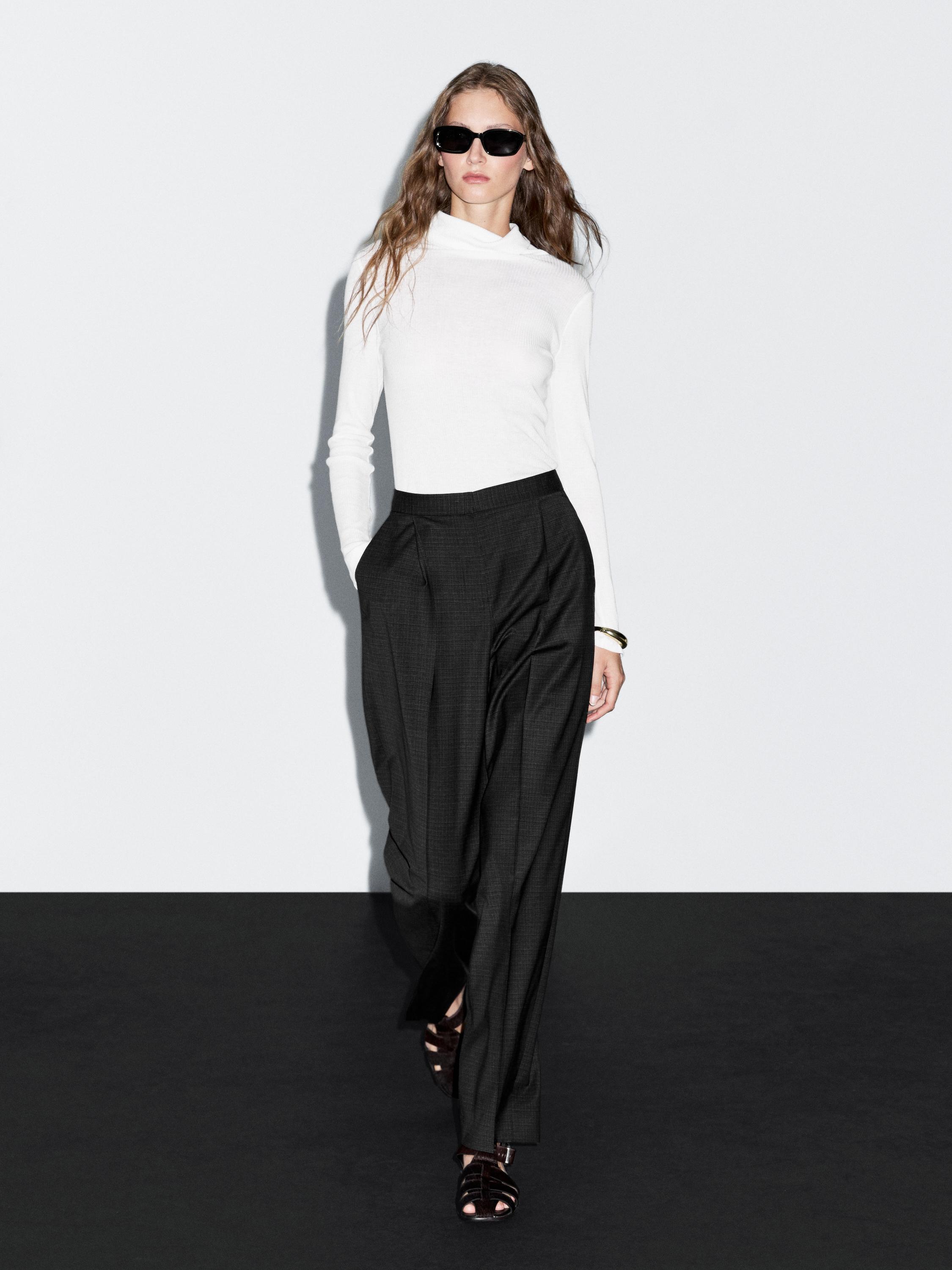 Wool blend darted trousers
