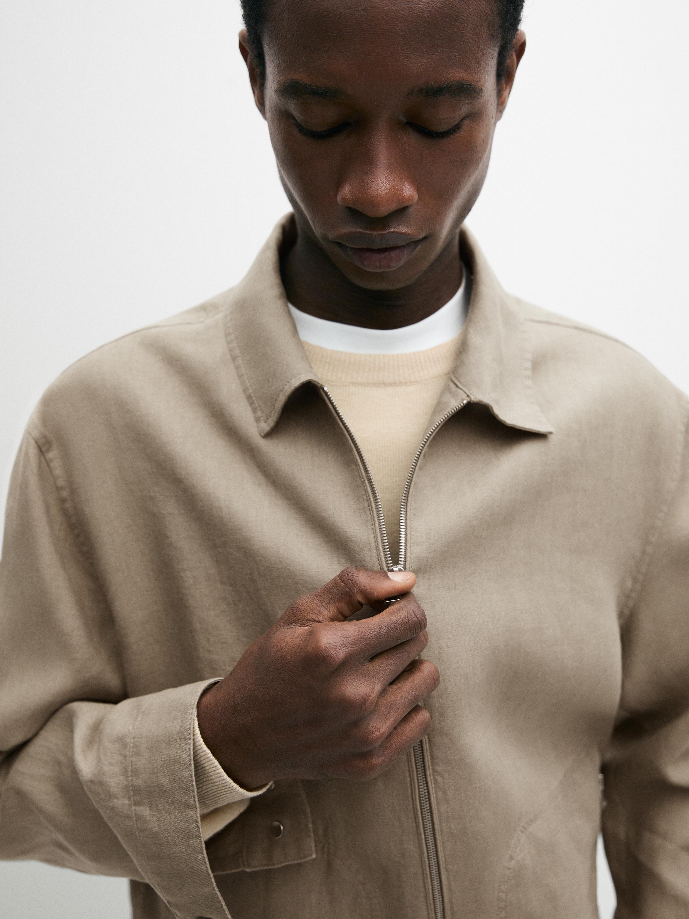 Cropped 100% linen jacket — OCHRE