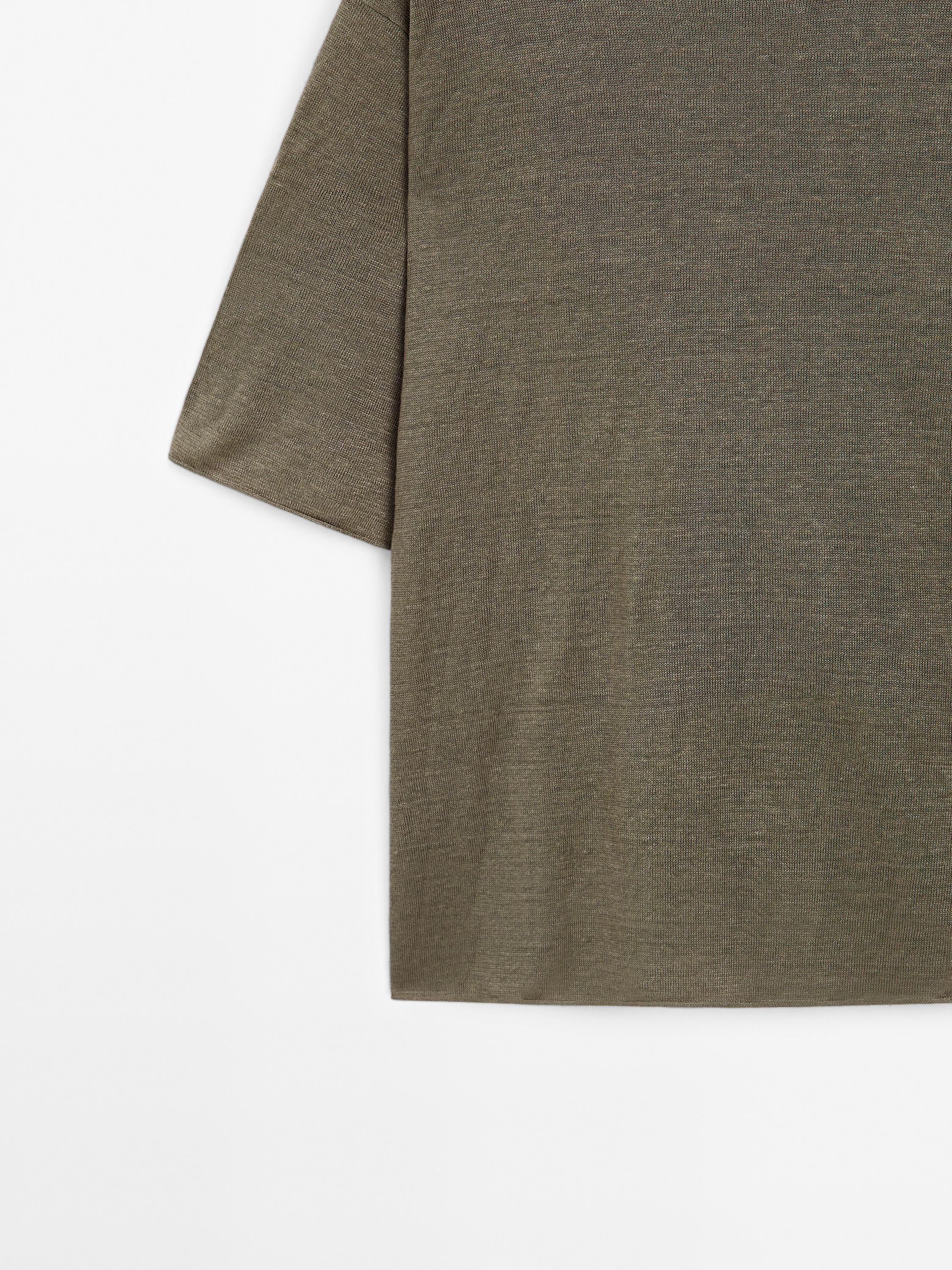 Linen oversize short sleeve sweater
