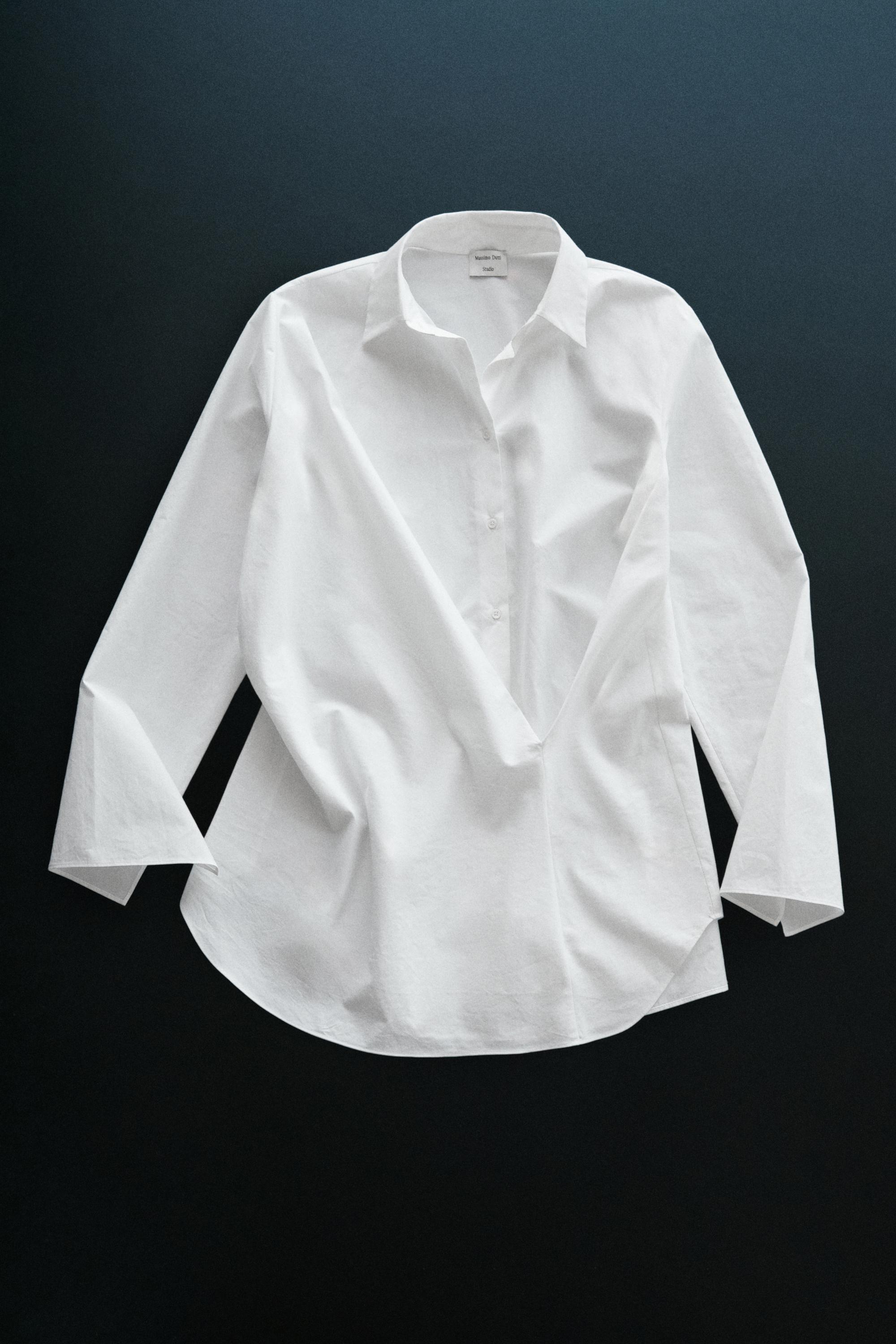 100% cotton shirt with gathered detail - STUDIO — WHITE
