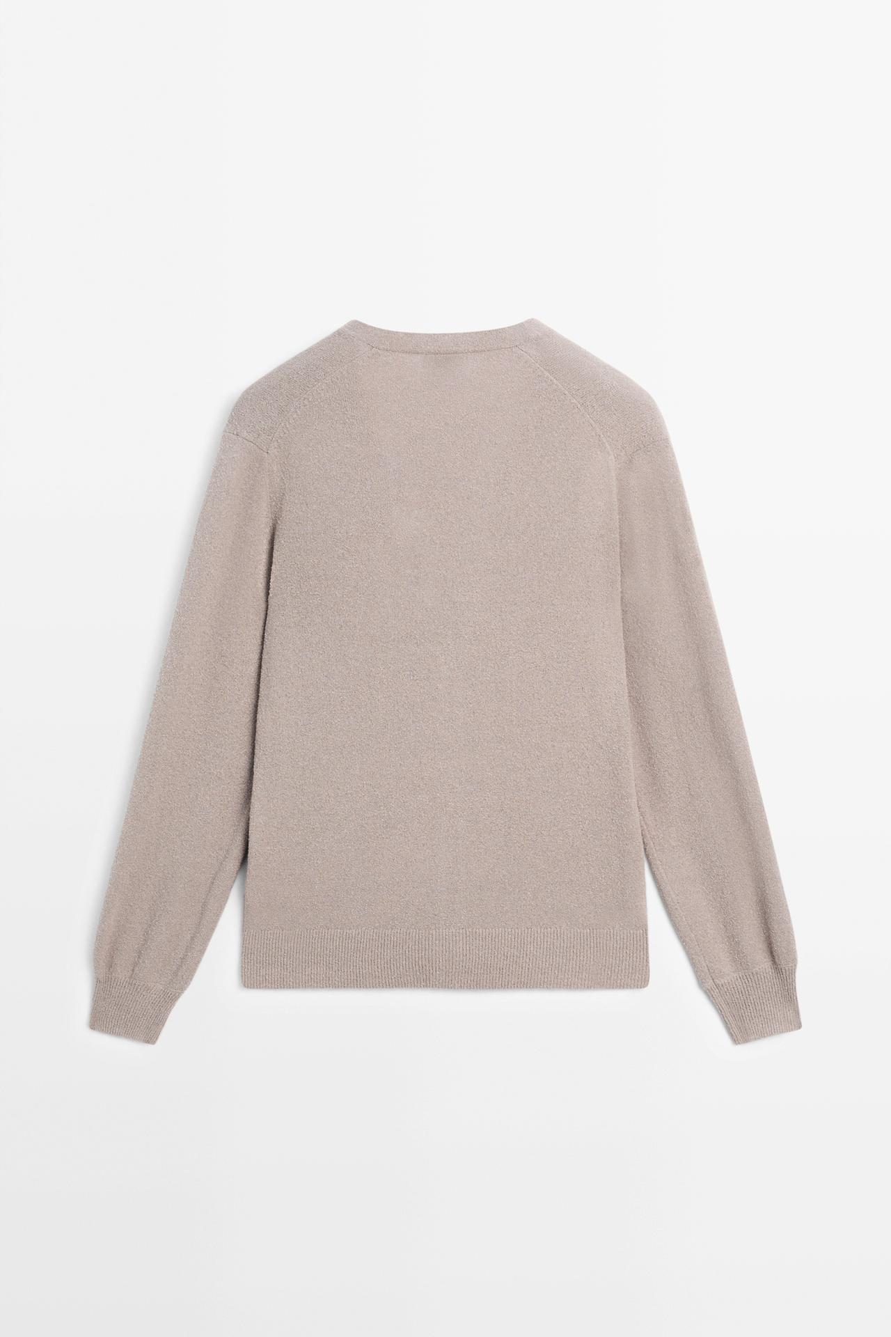 STUDIO V-neck knit cardigan — MOLE BROWN