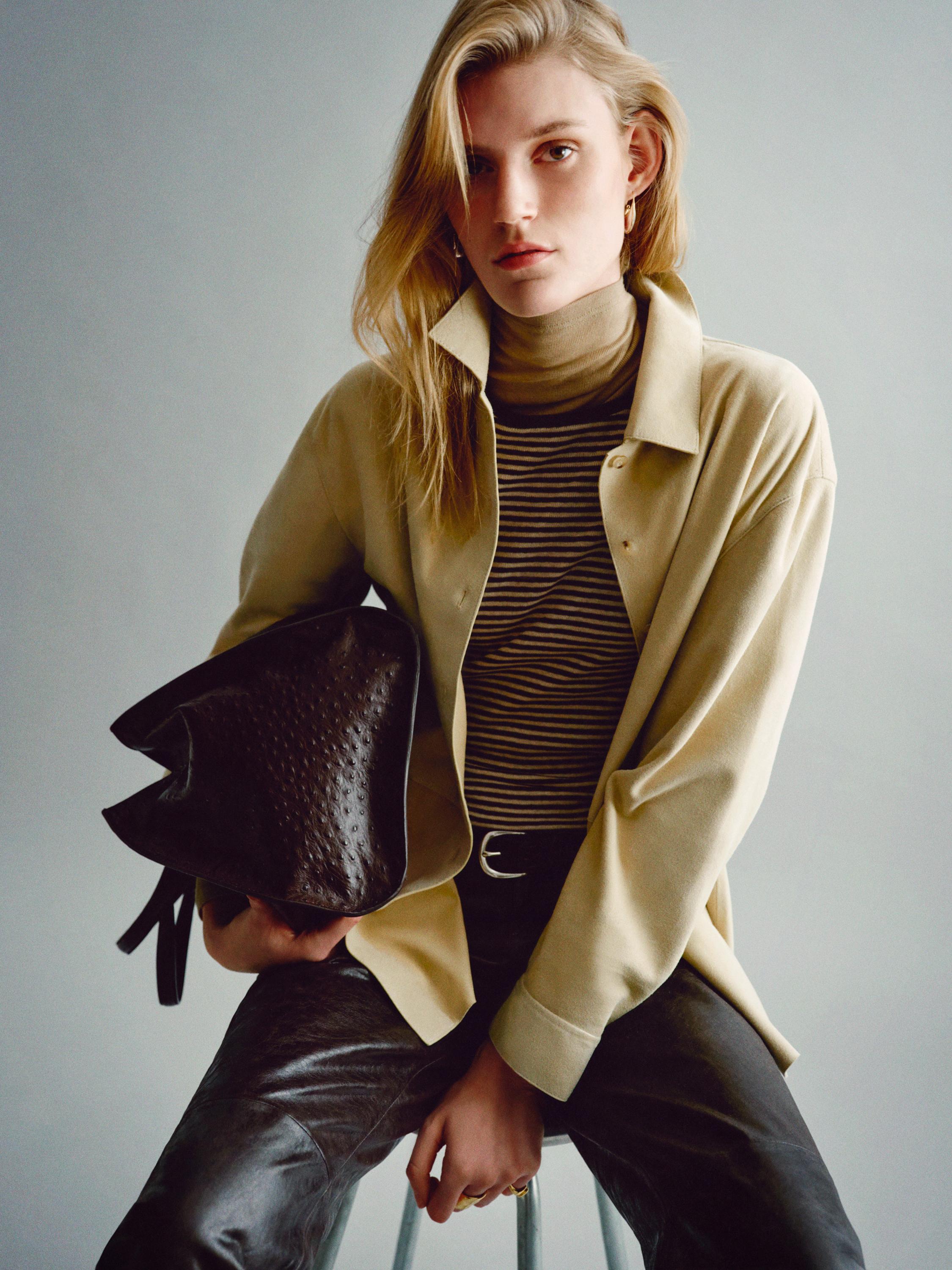 Suede leather shirt — SAND