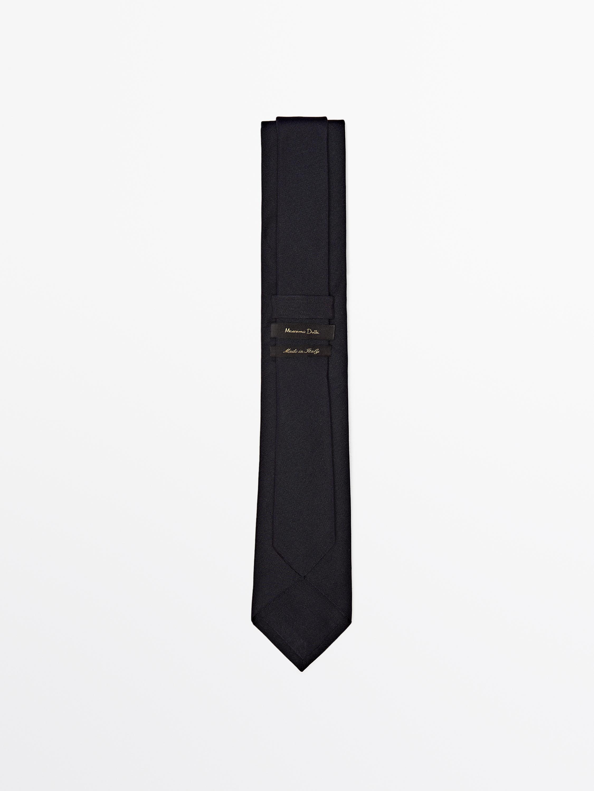 Cotton and silk blend twill tie — BLUE