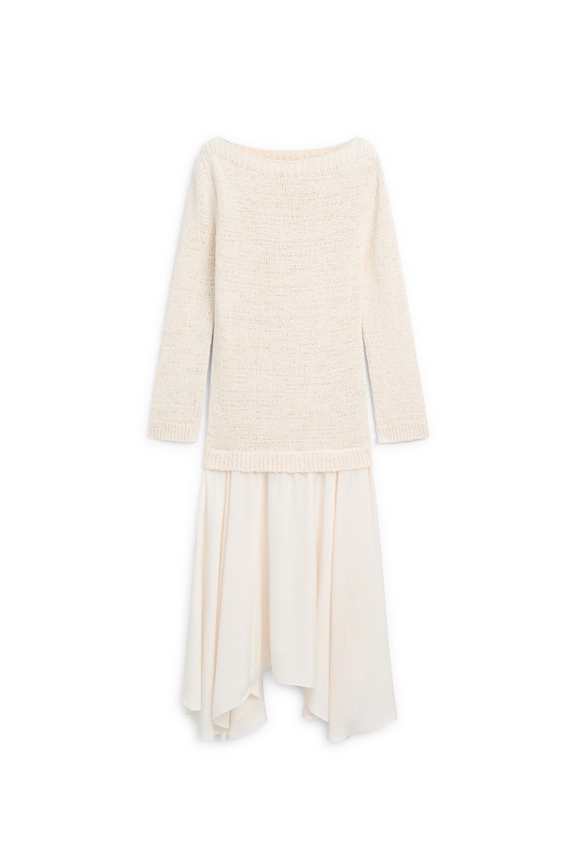 Combined asymmetric midi dress — CREAM