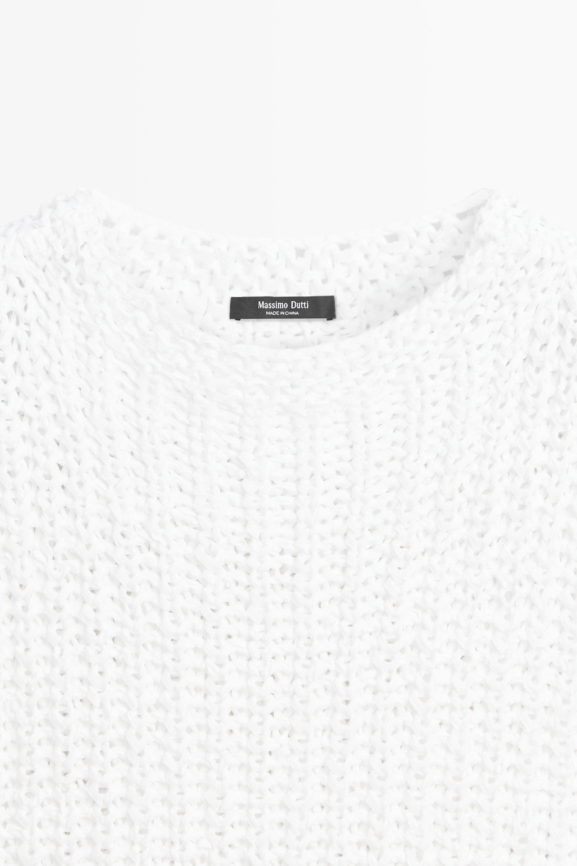 Textured cotton knit top — WHITE