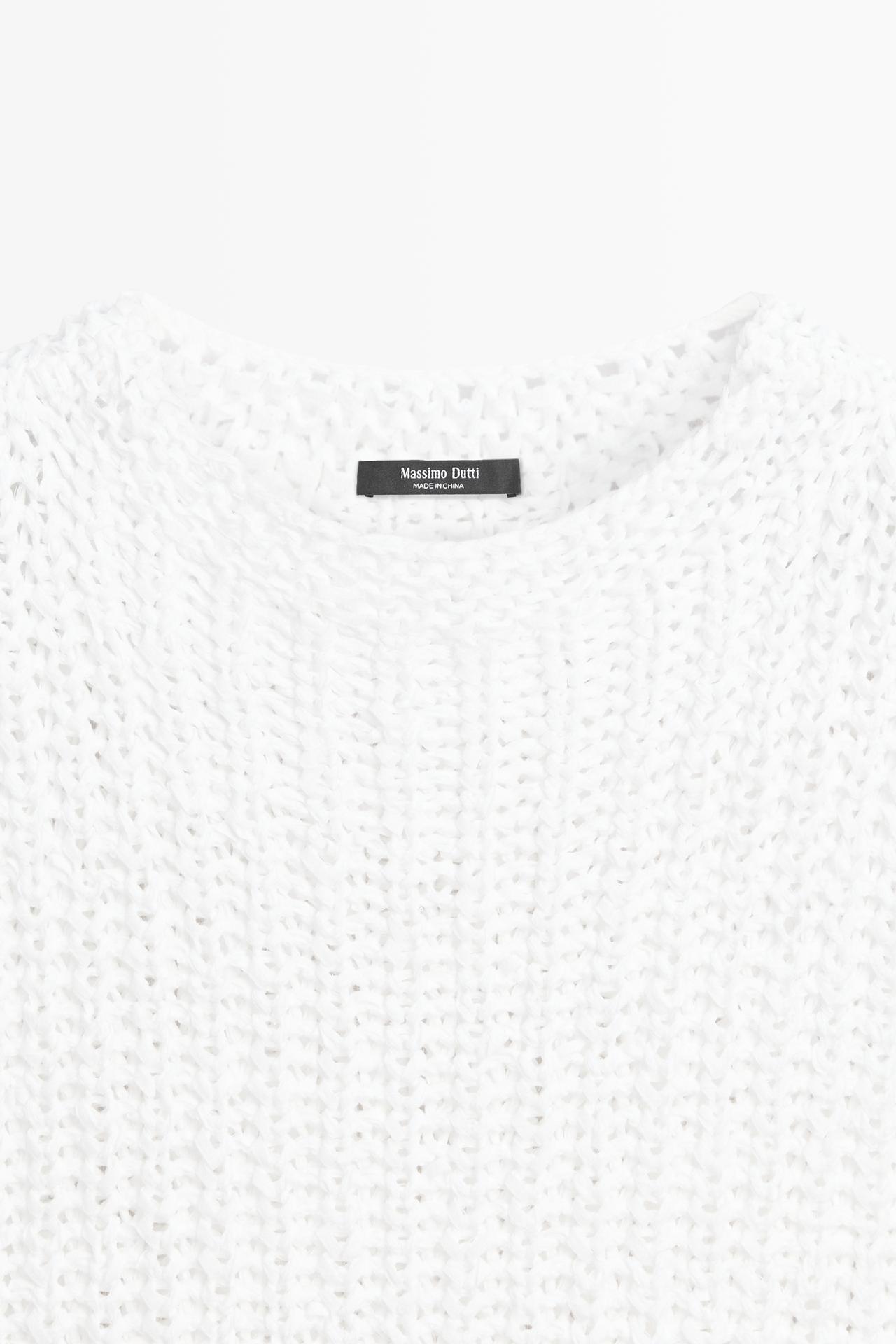 Textured cotton knit top — WHITE