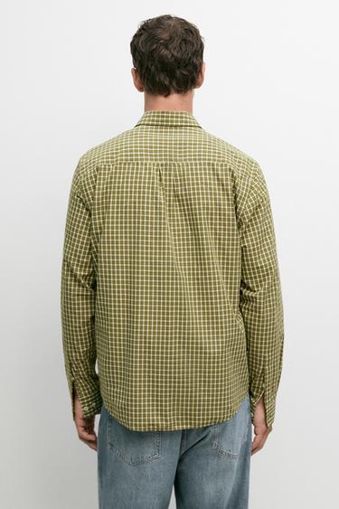 100% cotton regular fit check shirt — GREEN 5