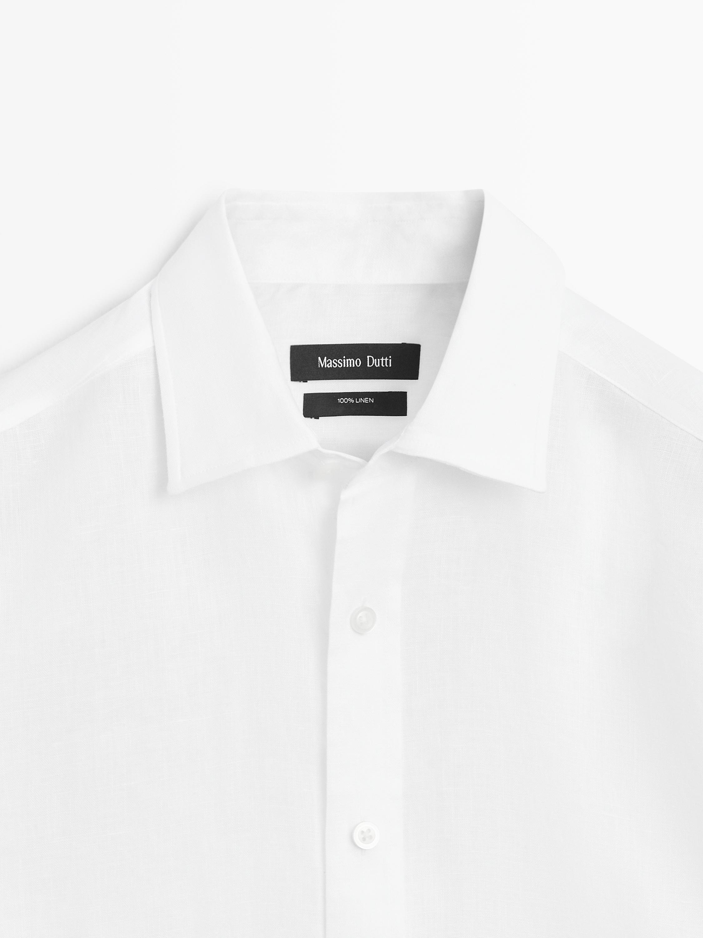 100% linen slim fit shirt — WHITE