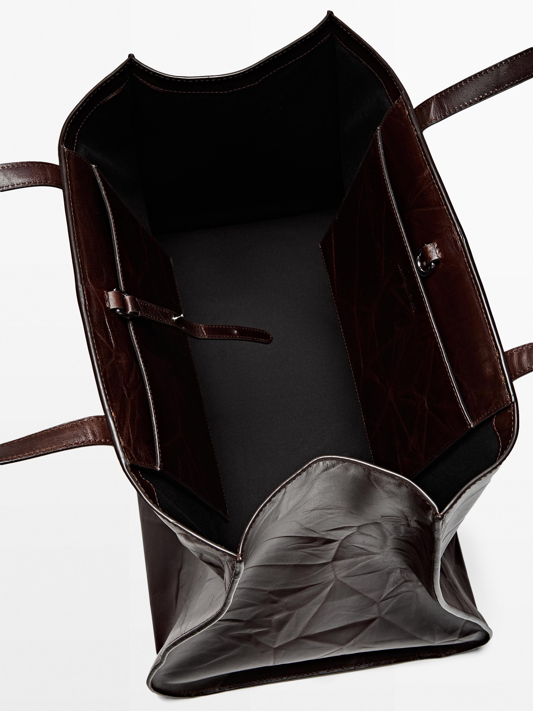 Crackled nappa leather maxi MD ICON bag — BROWN
