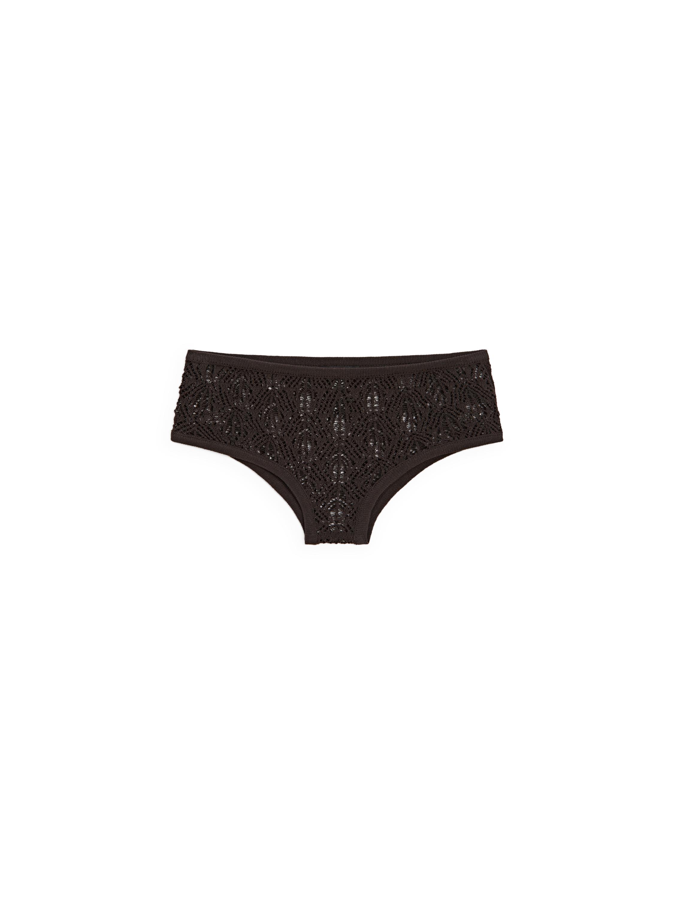 Cotton blend culottes with openwork detail — BROWN