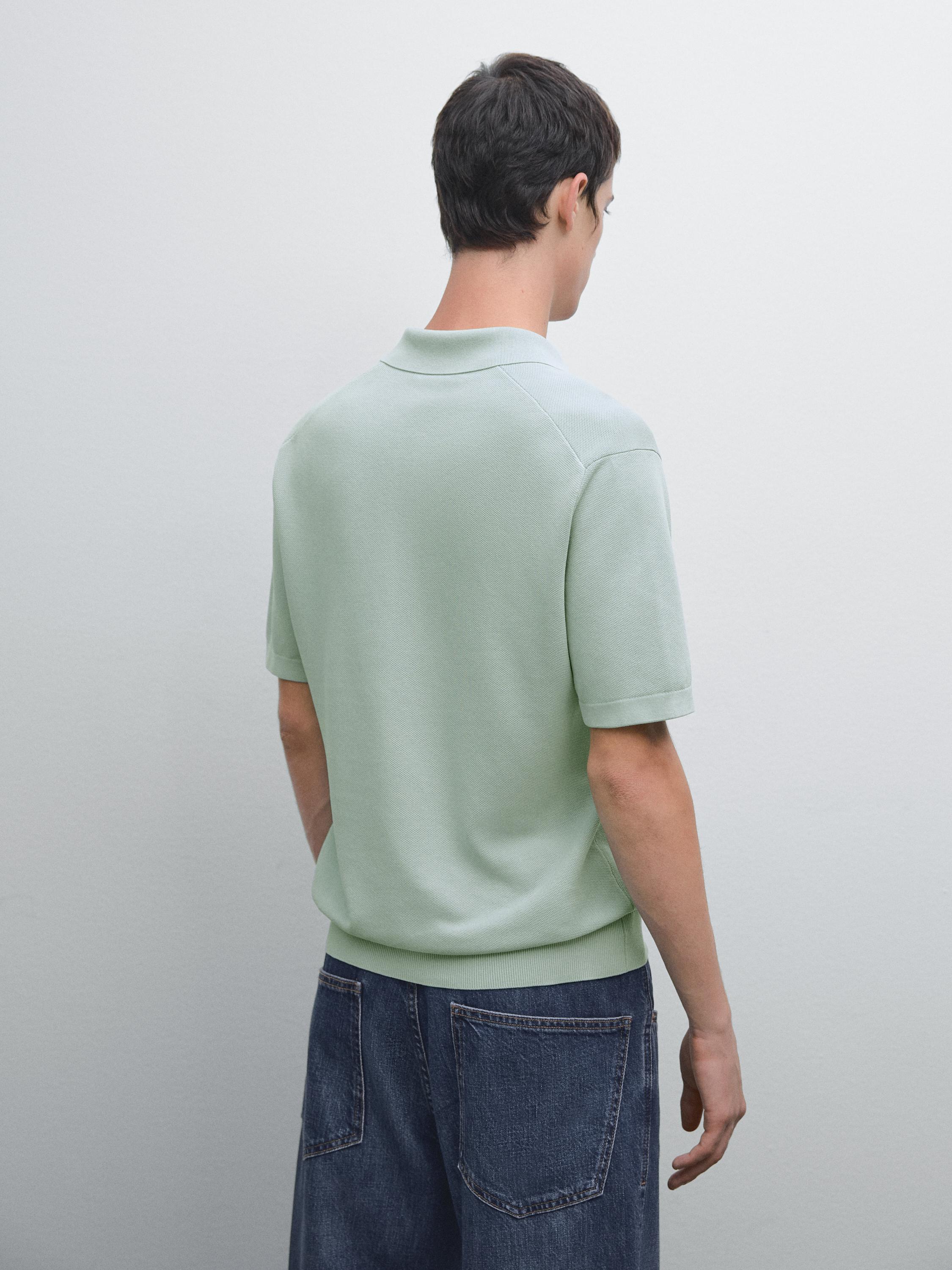 Knit V-neck polo shirt
