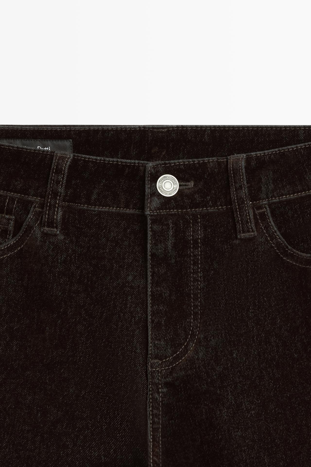 Low-rise straight-leg jeans with flocking finish — MOLE BROWN