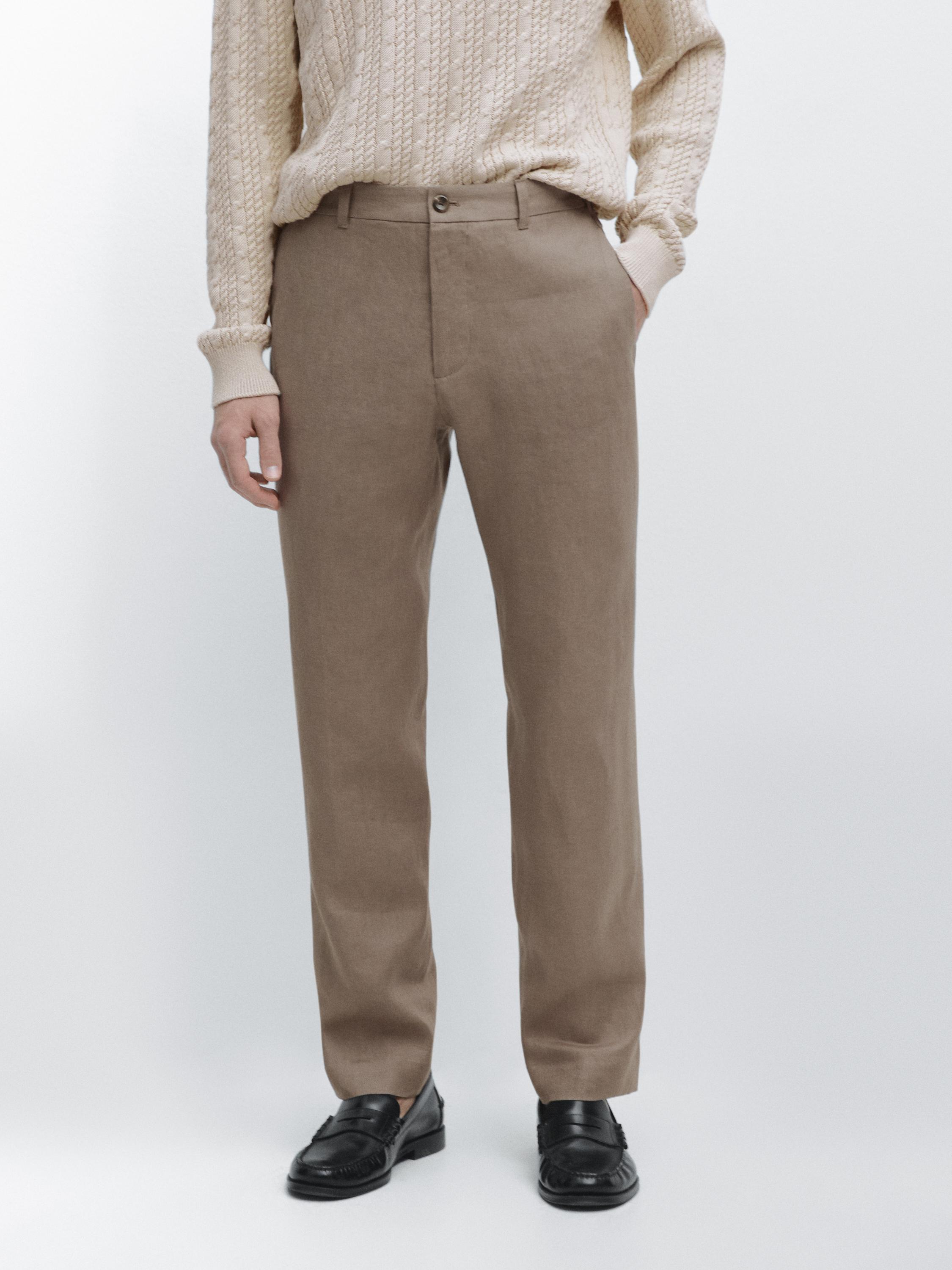 Pantalón tapered fit lino