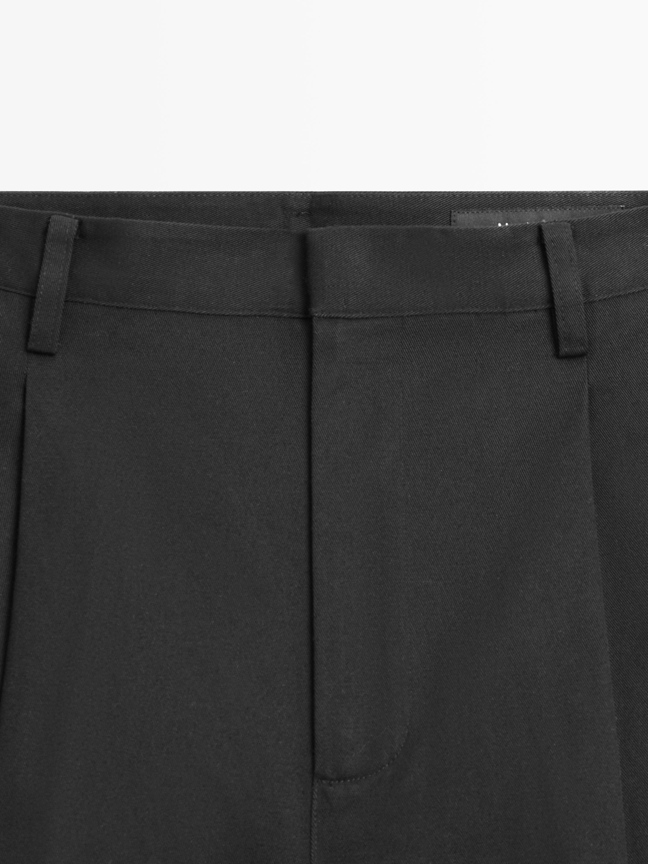 Darted cotton trousers — BLACK