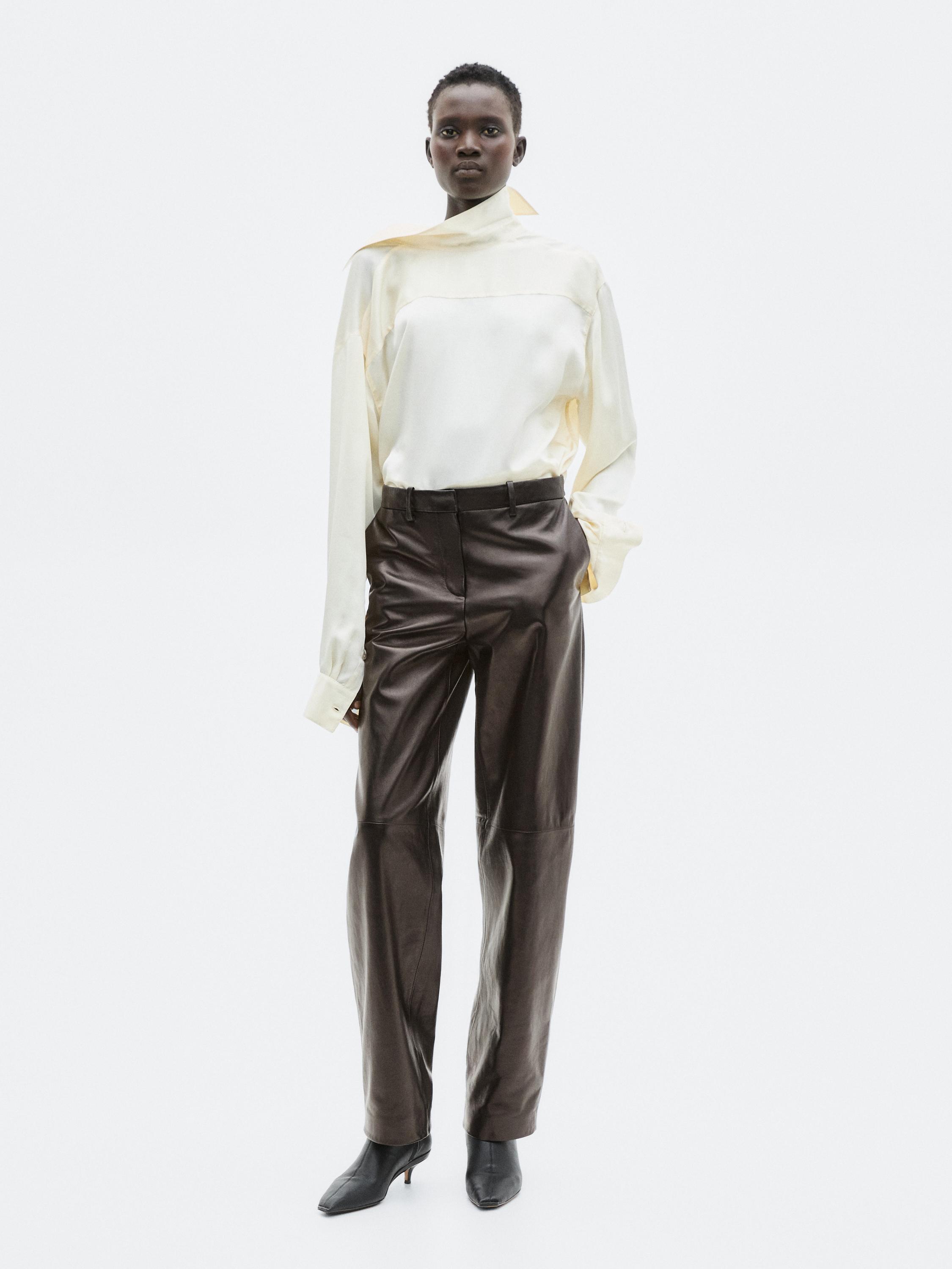 Wide-leg nappa leather trousers - LIMITED