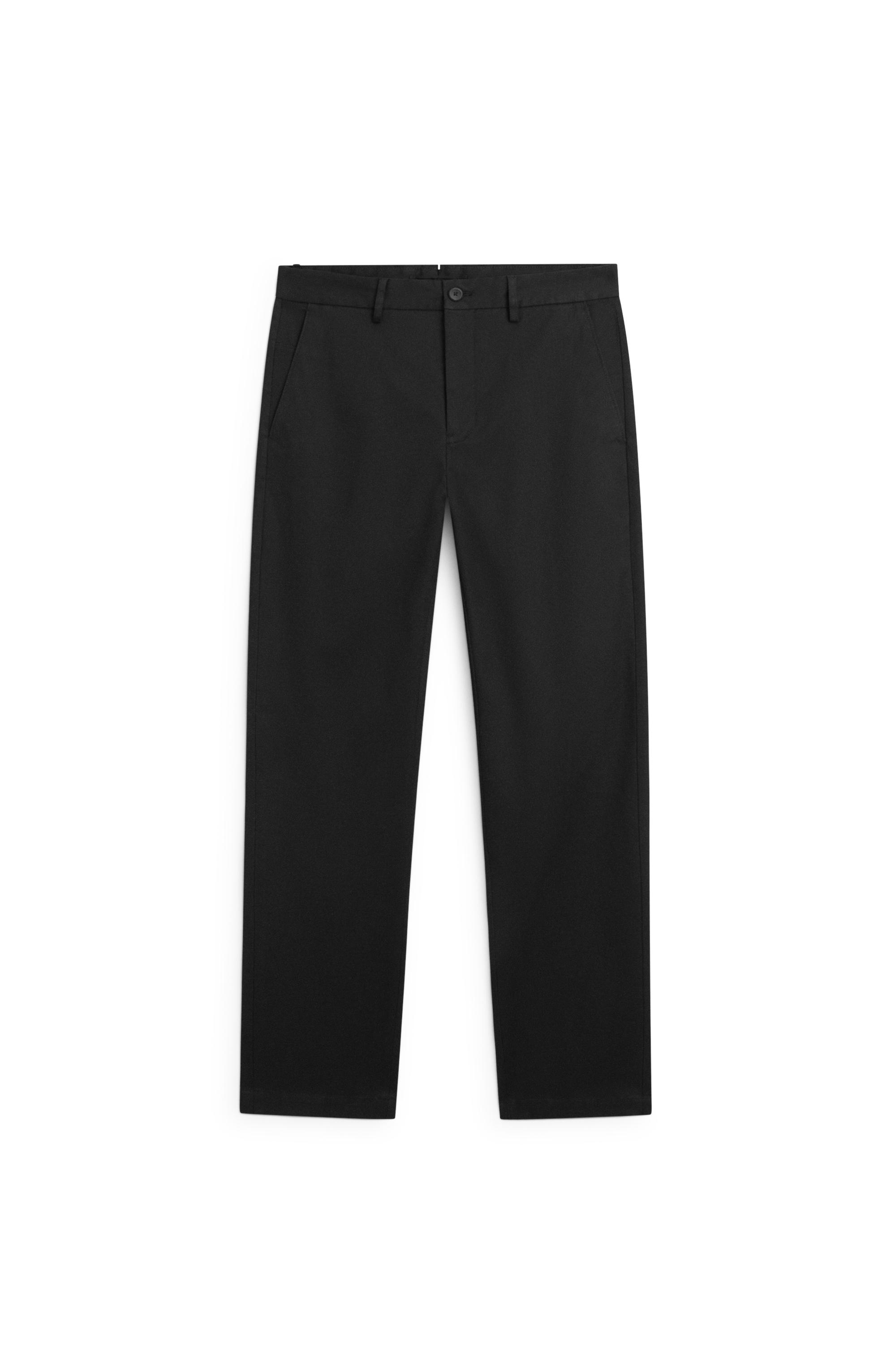 Cotton blend tapered fit trousers — NAVY BLUE