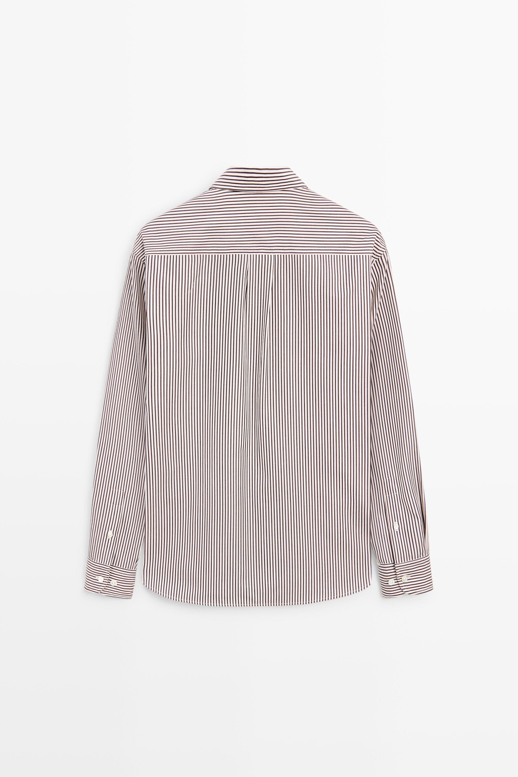 100% cotton regular fit striped shirt — GREEN