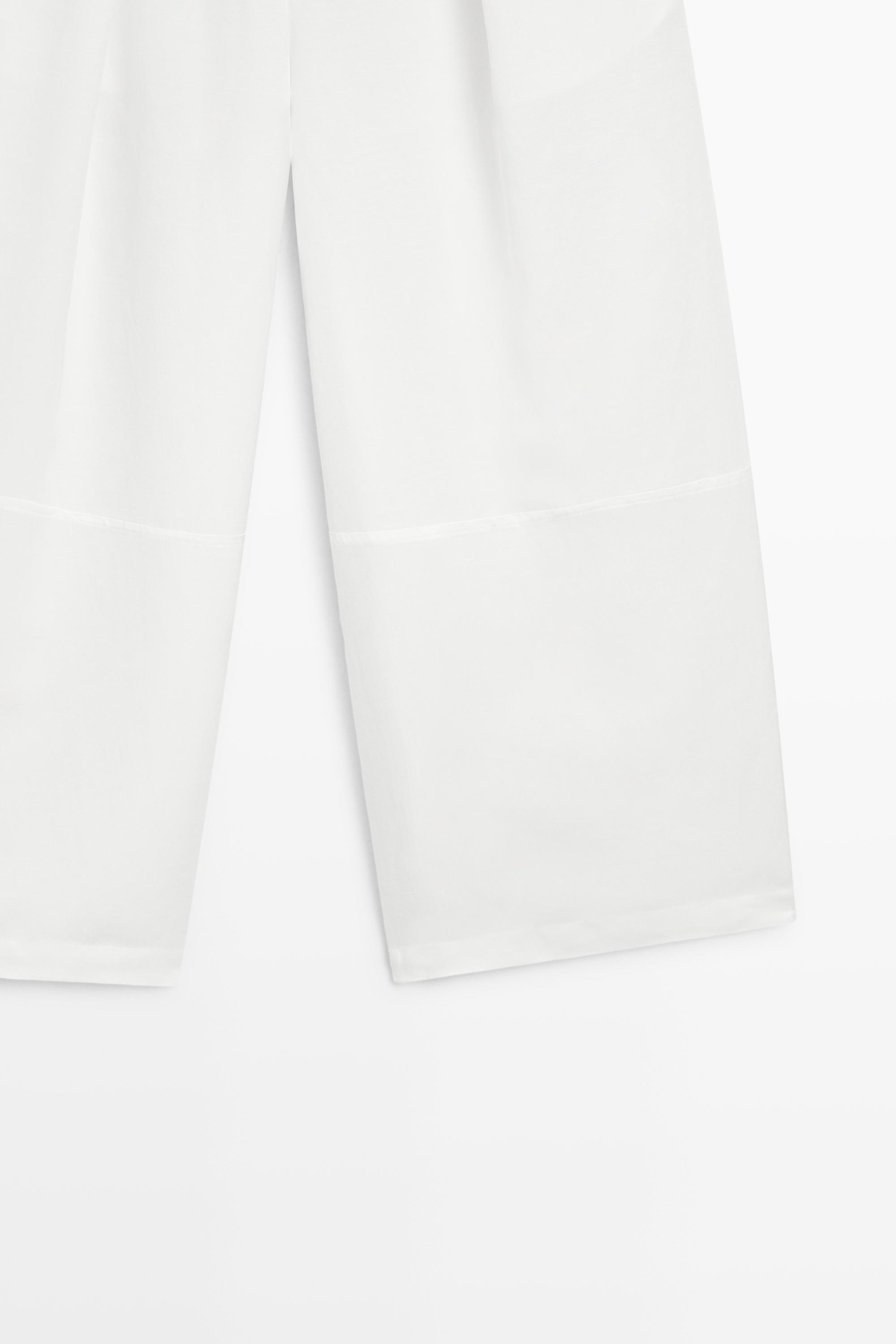 Flowing linen blend pants with seams — WHITE