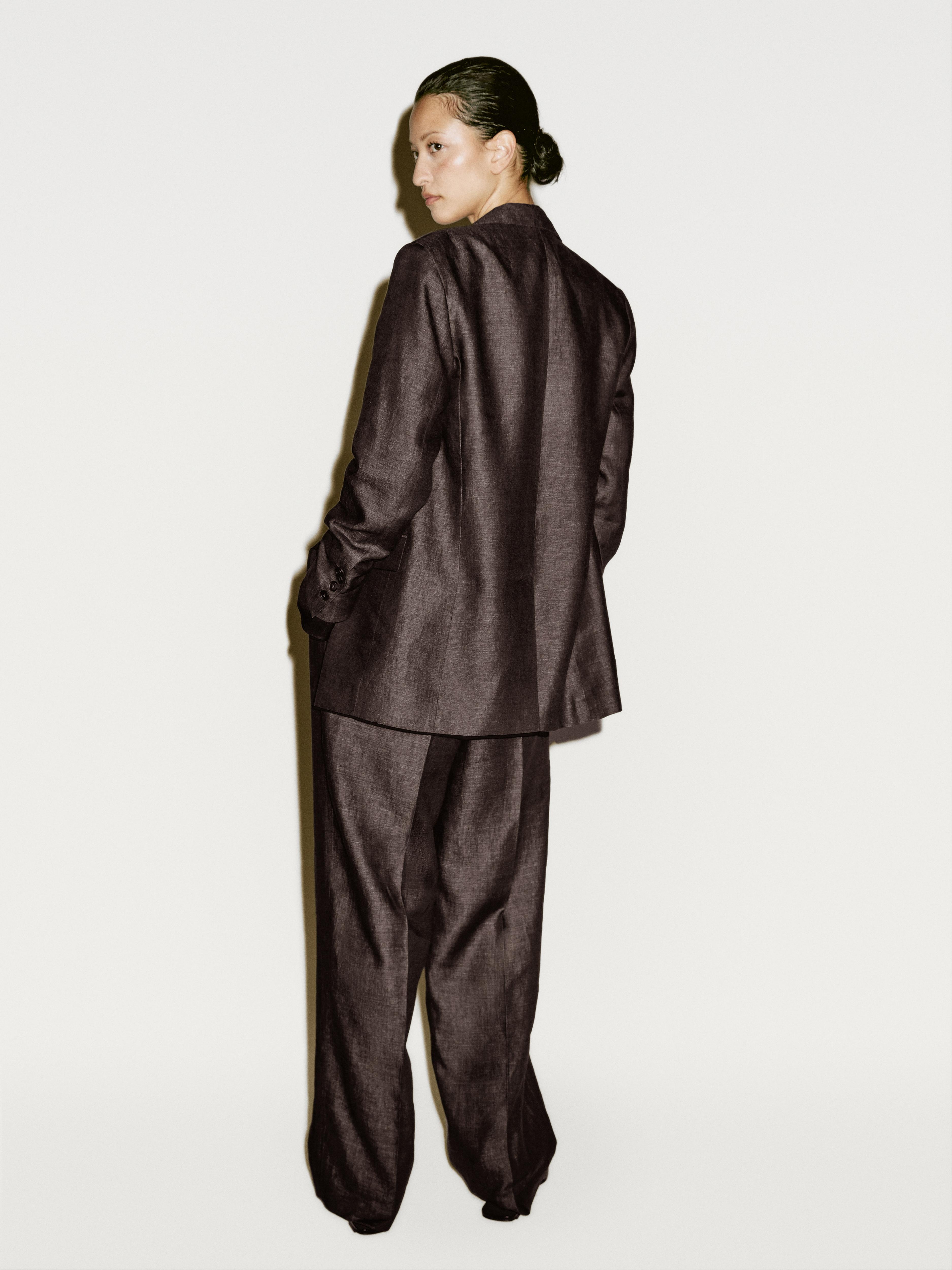 Double-breasted melange linen blazer - Limited Edition
