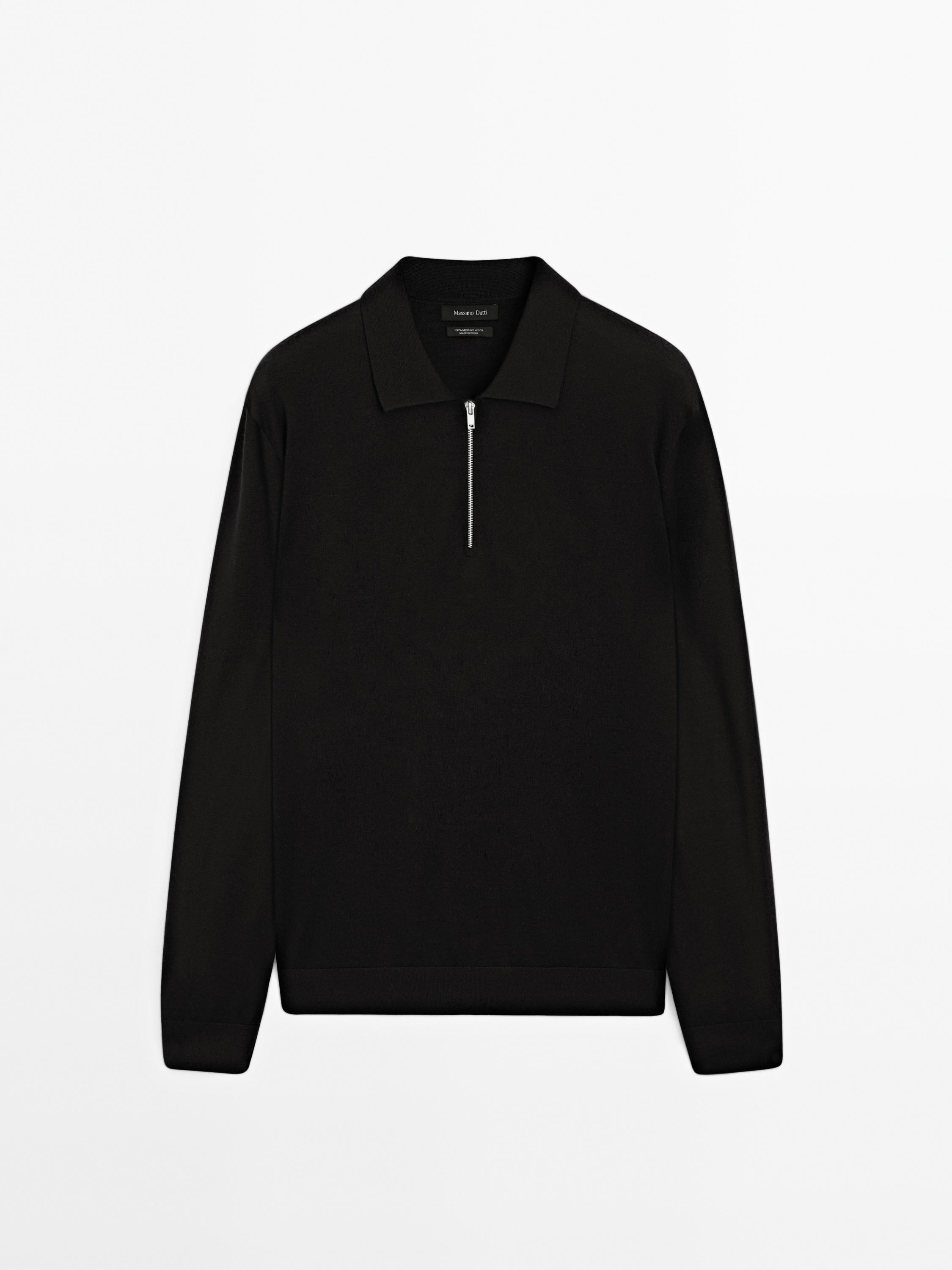Maglia a polo in lana merino