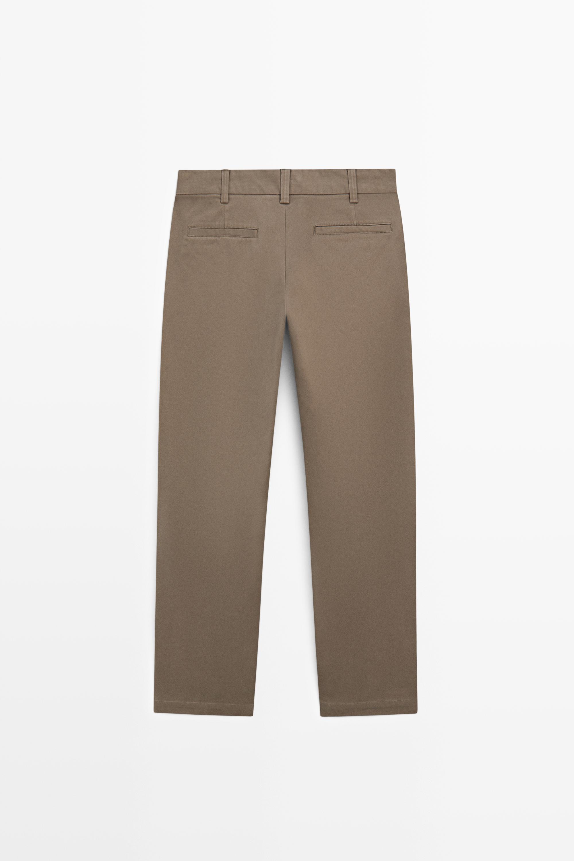 Tapered fit micro textured trousers — MINK