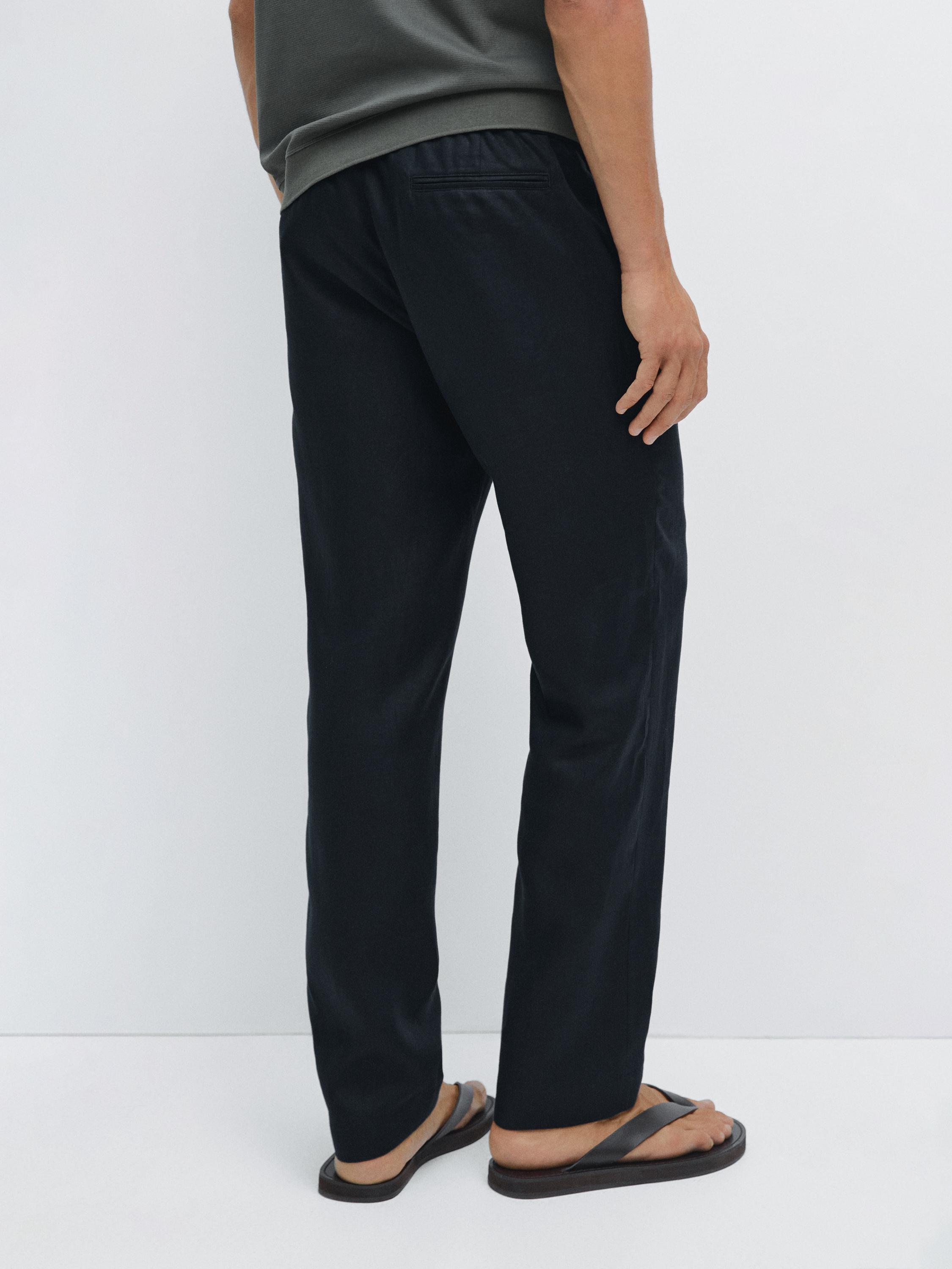 100% linen jogger trousers