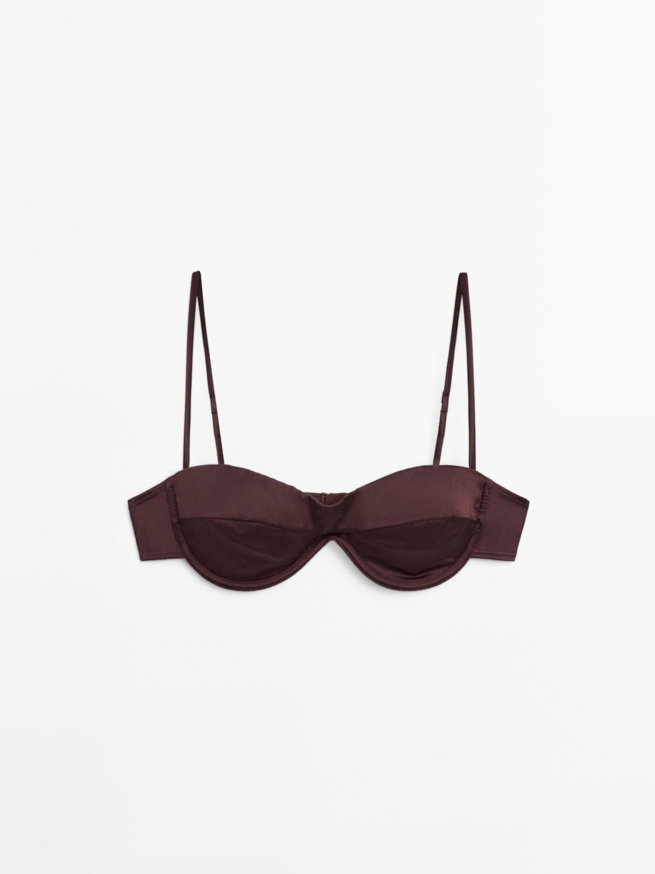 Bandeau top with underwire and seam detail — BROWN