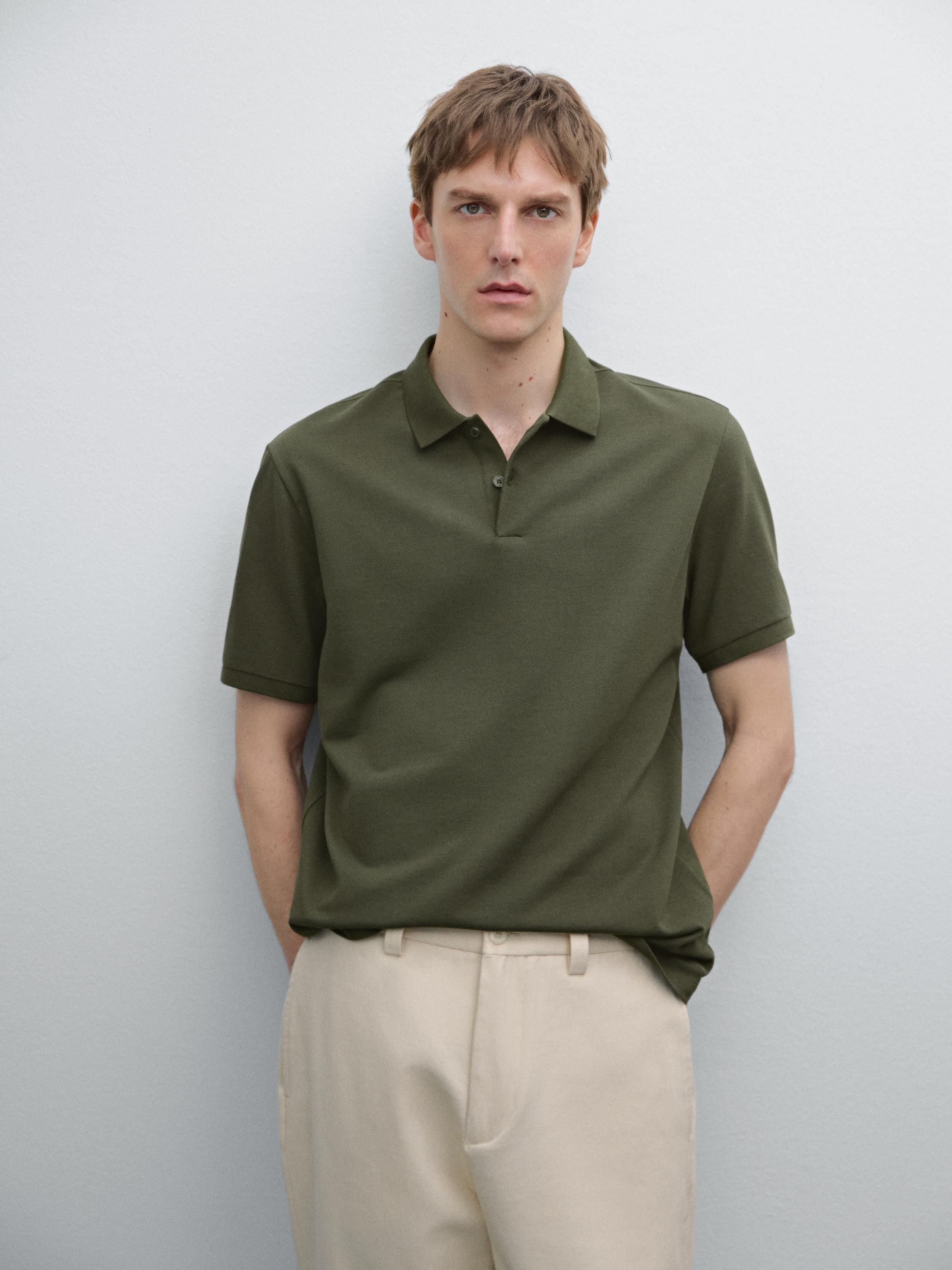 Micro textured piqué cotton polo shirt