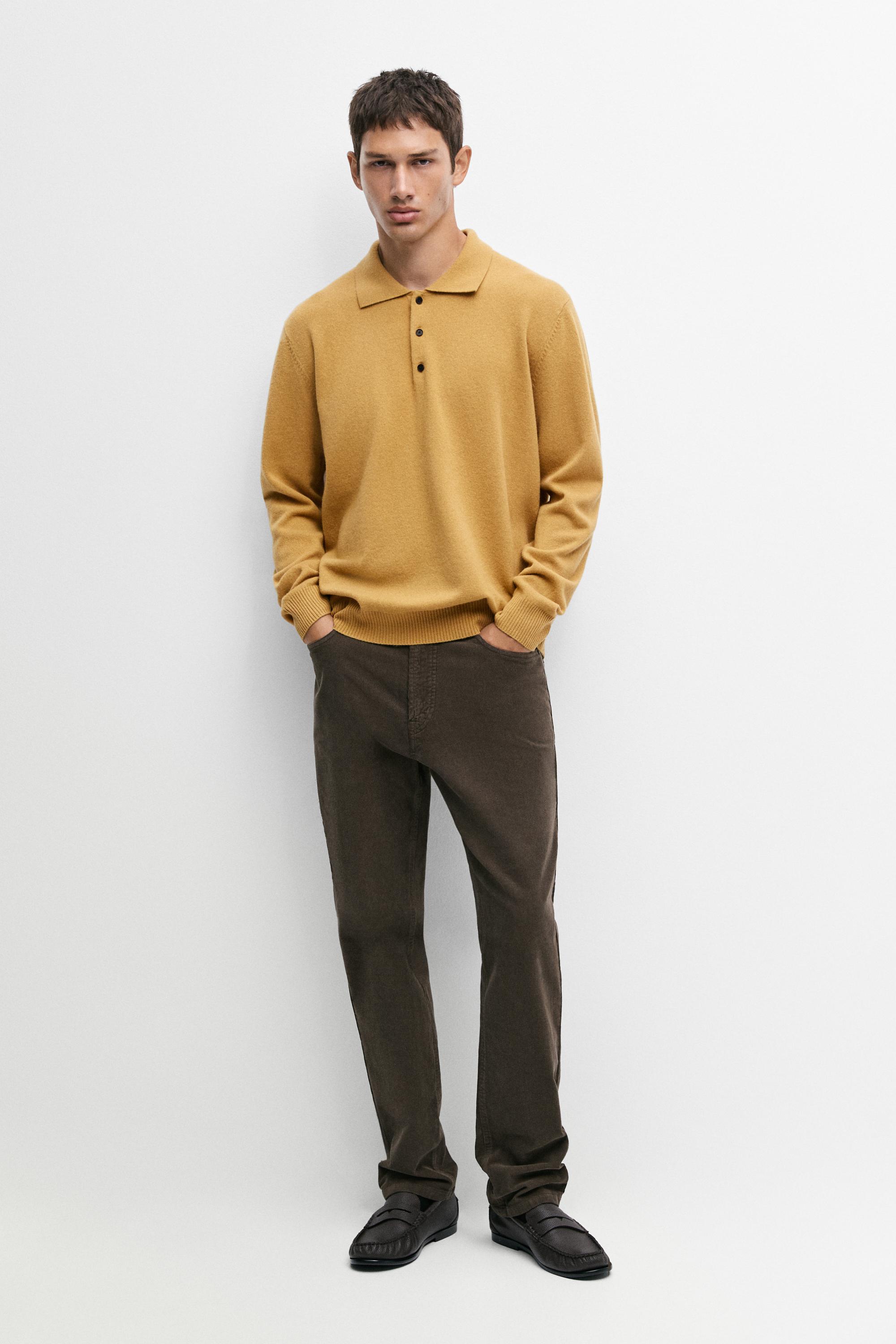 Wool cashmere blend polo sweater