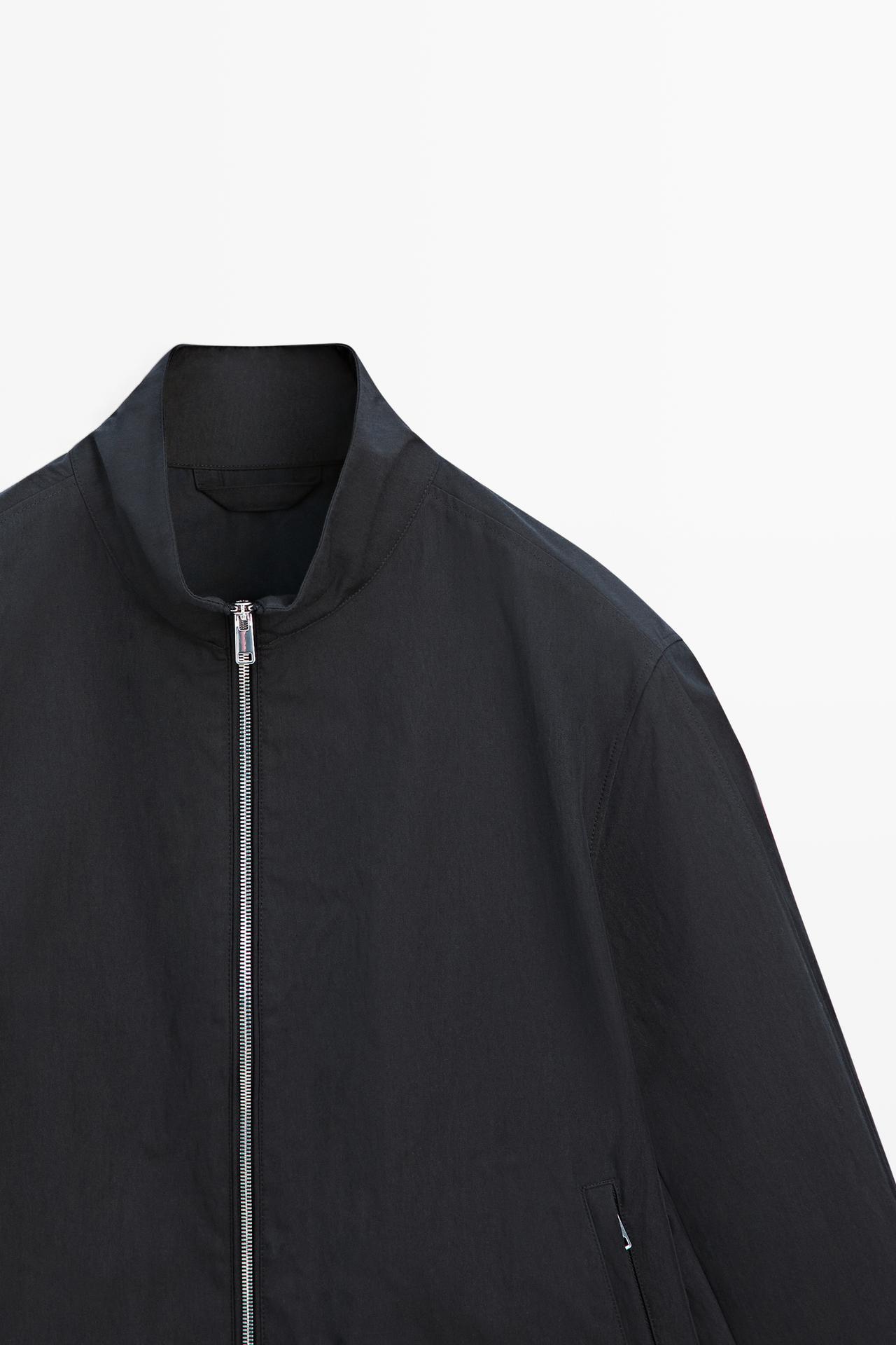 Cotton blend high-neck jacket — DARK NAVY