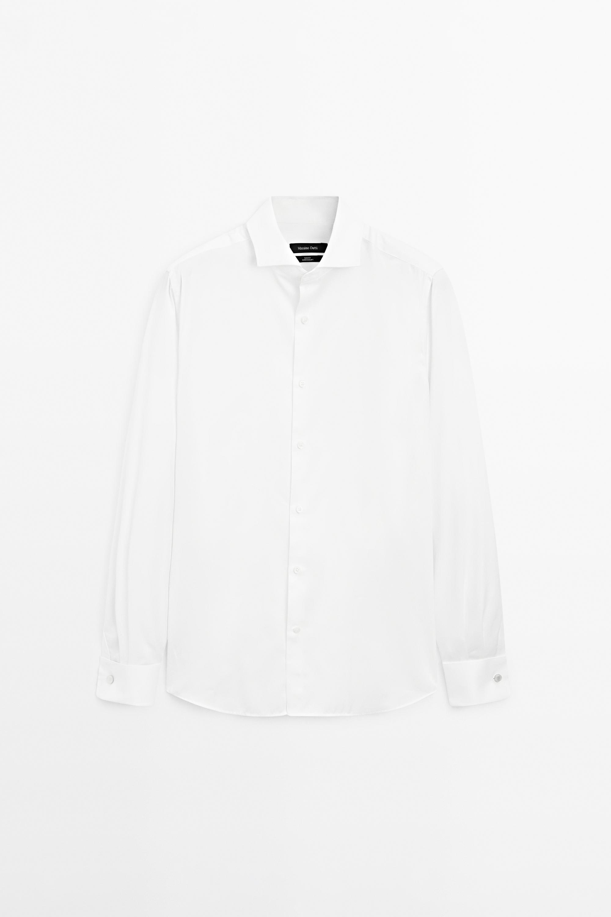 Slim fit cotton shirt with double cuffs