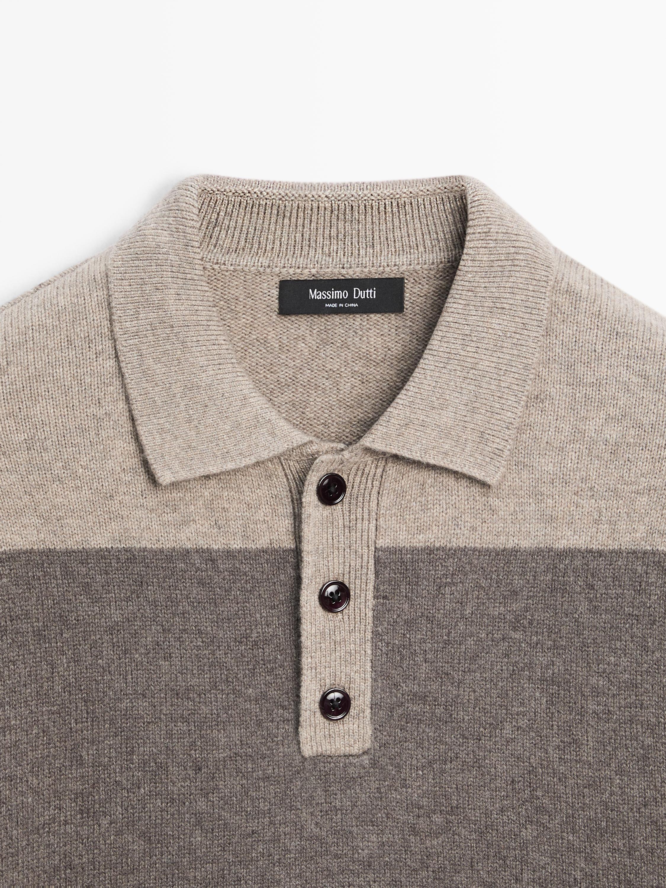 Striped knit polo sweater