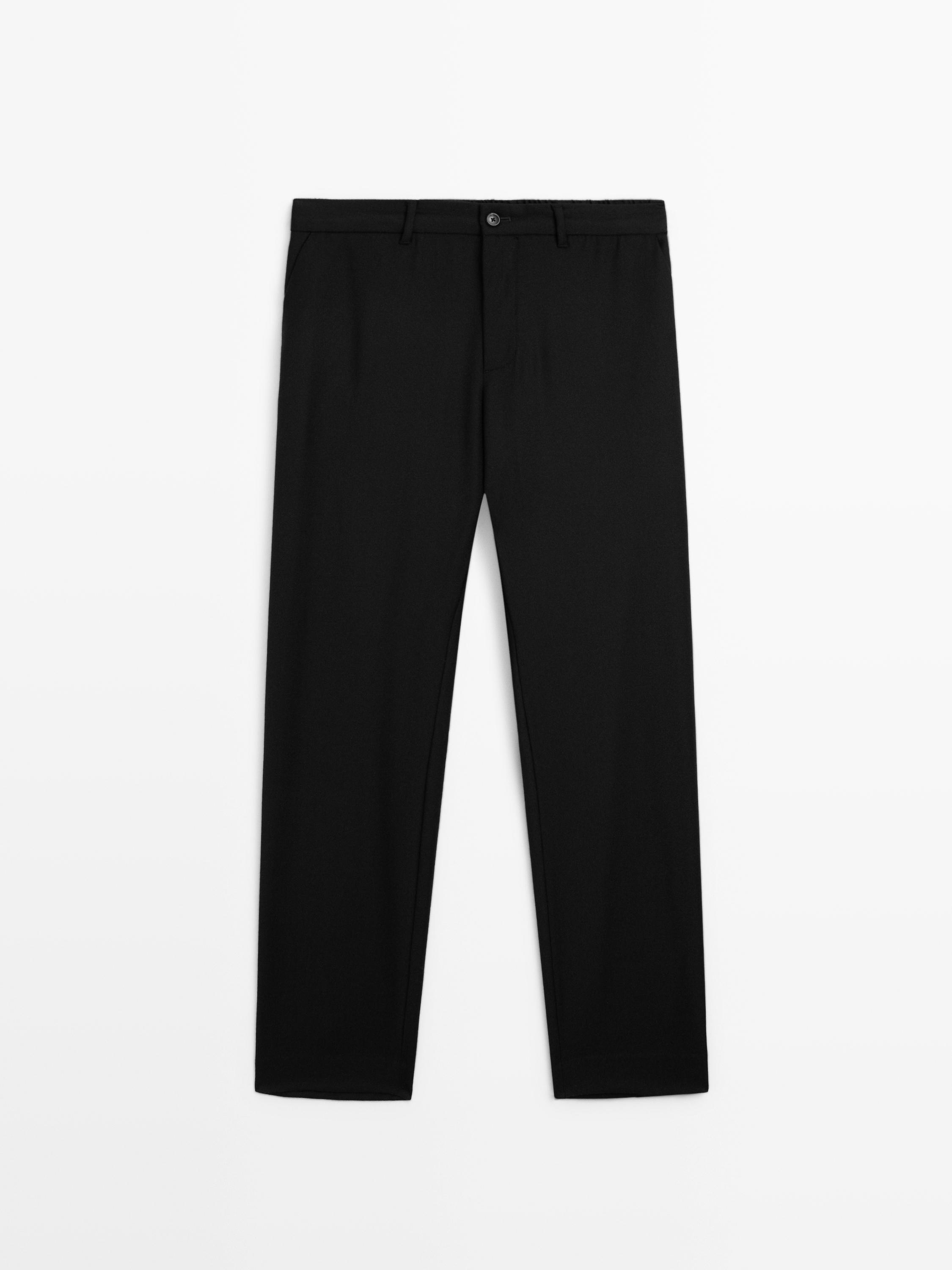 100% wool straight-leg trousers