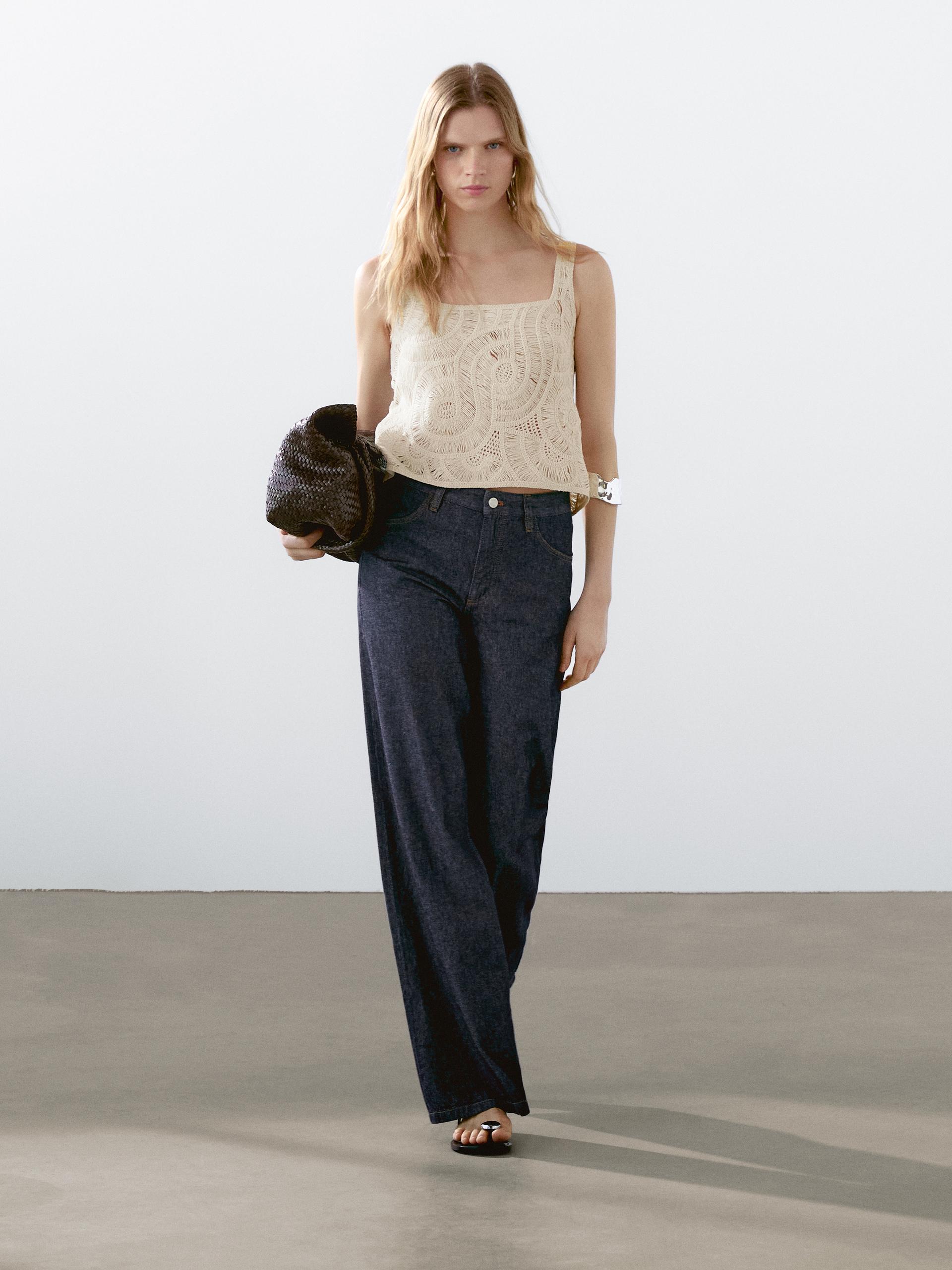 Top In Maglia Crochet - Ecru - S - Massimo Dutti - Femminile