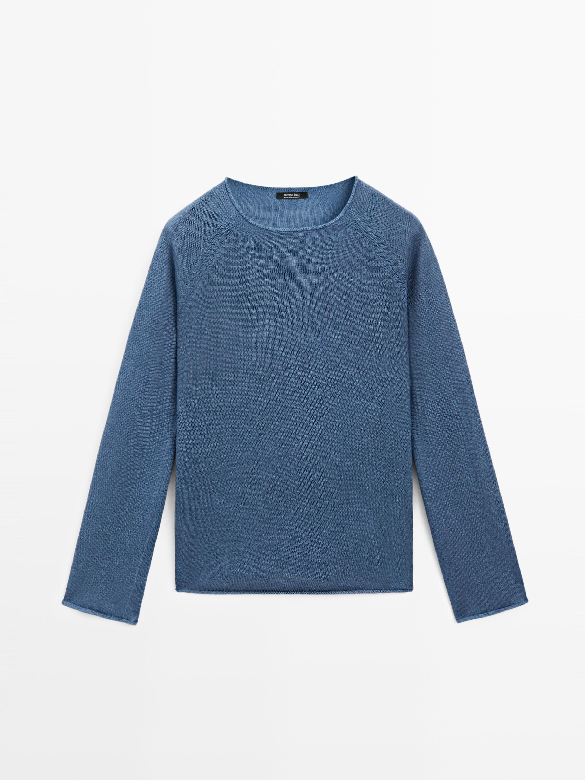 Linen blend knit sweater