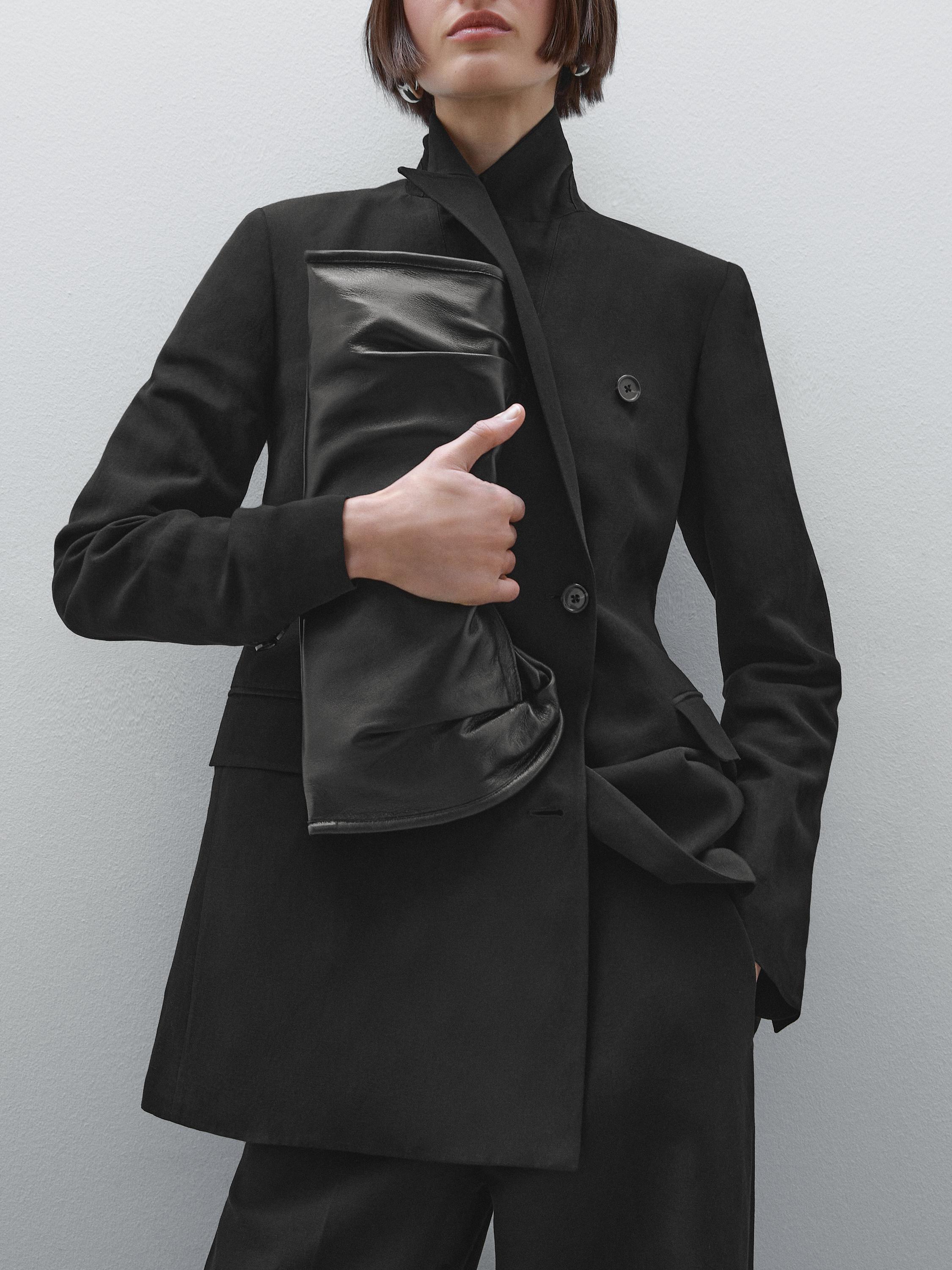 Double-breasted linen blend blazer