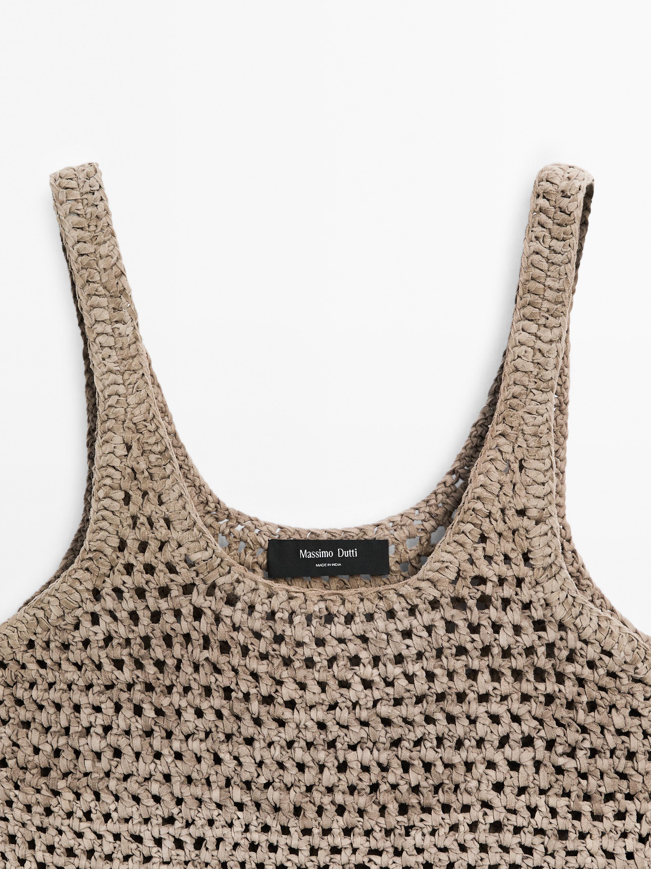 Braided suede leather top