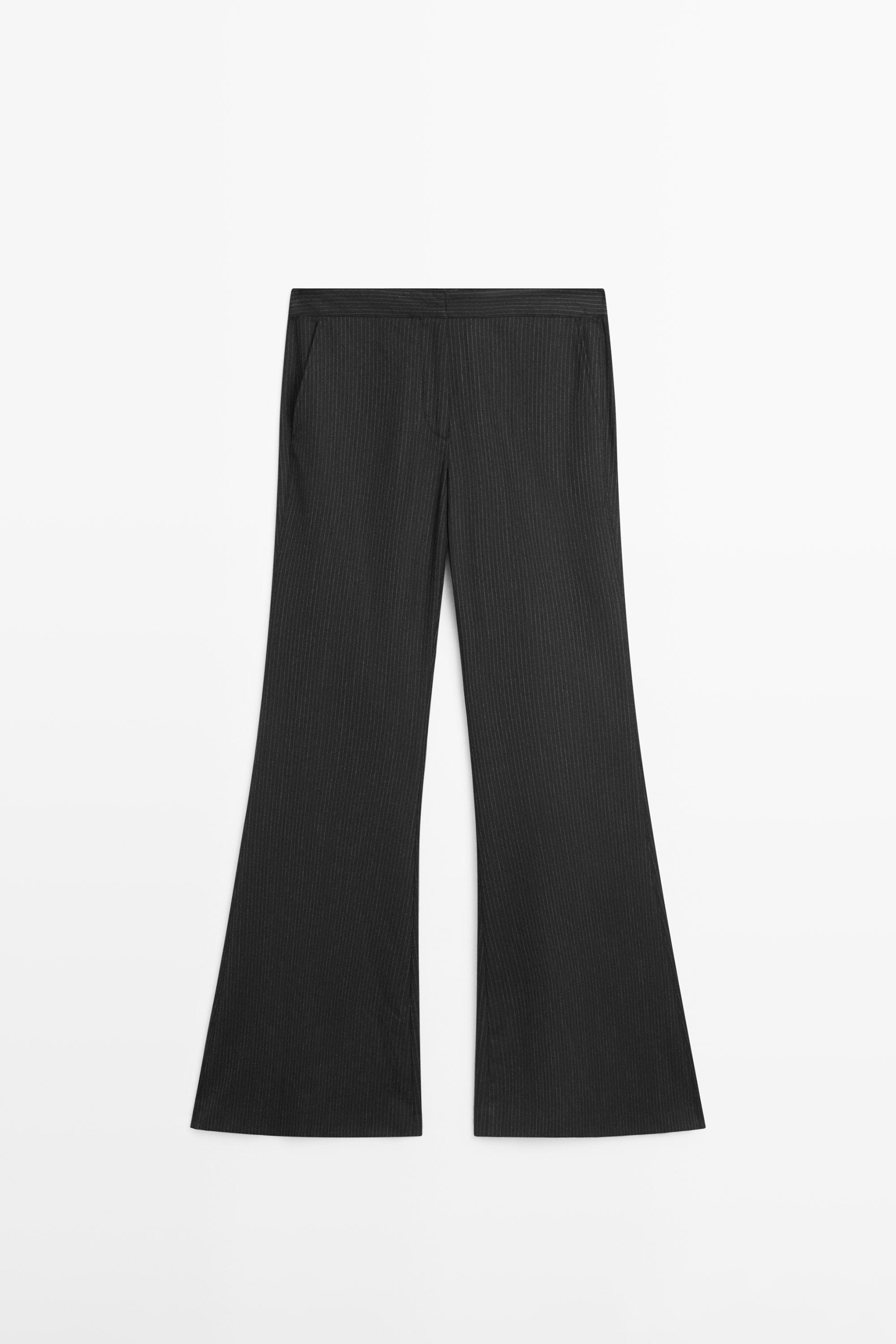 Flare fit pinstripe trousers — CHARCOAL
