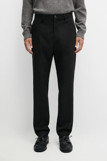 Cotton blend slim fit pants — BLACK 3