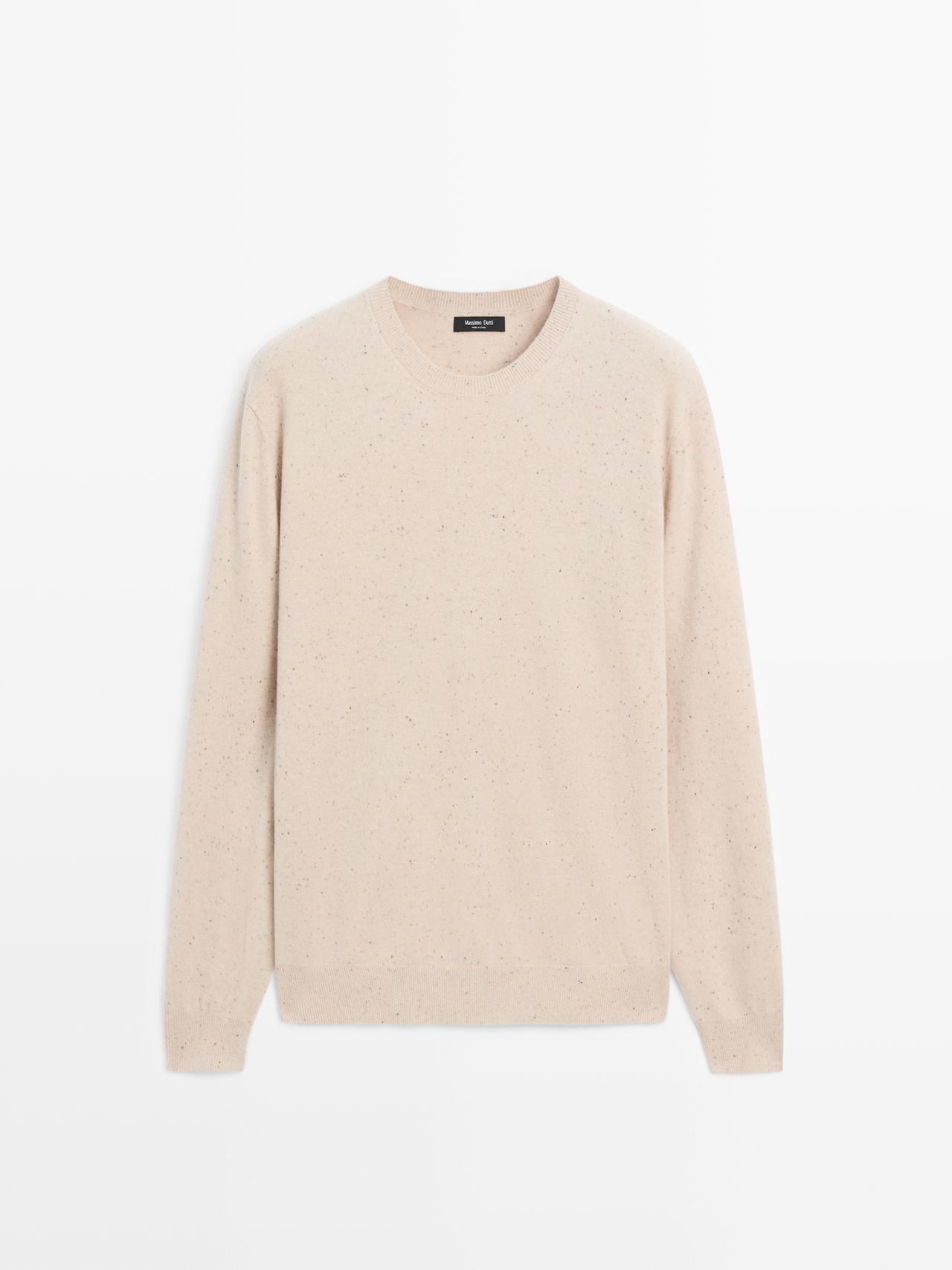 Massimo Dutti - Herre - Trøje I Uldblanding Med Rund Hals - Råhvid - M
