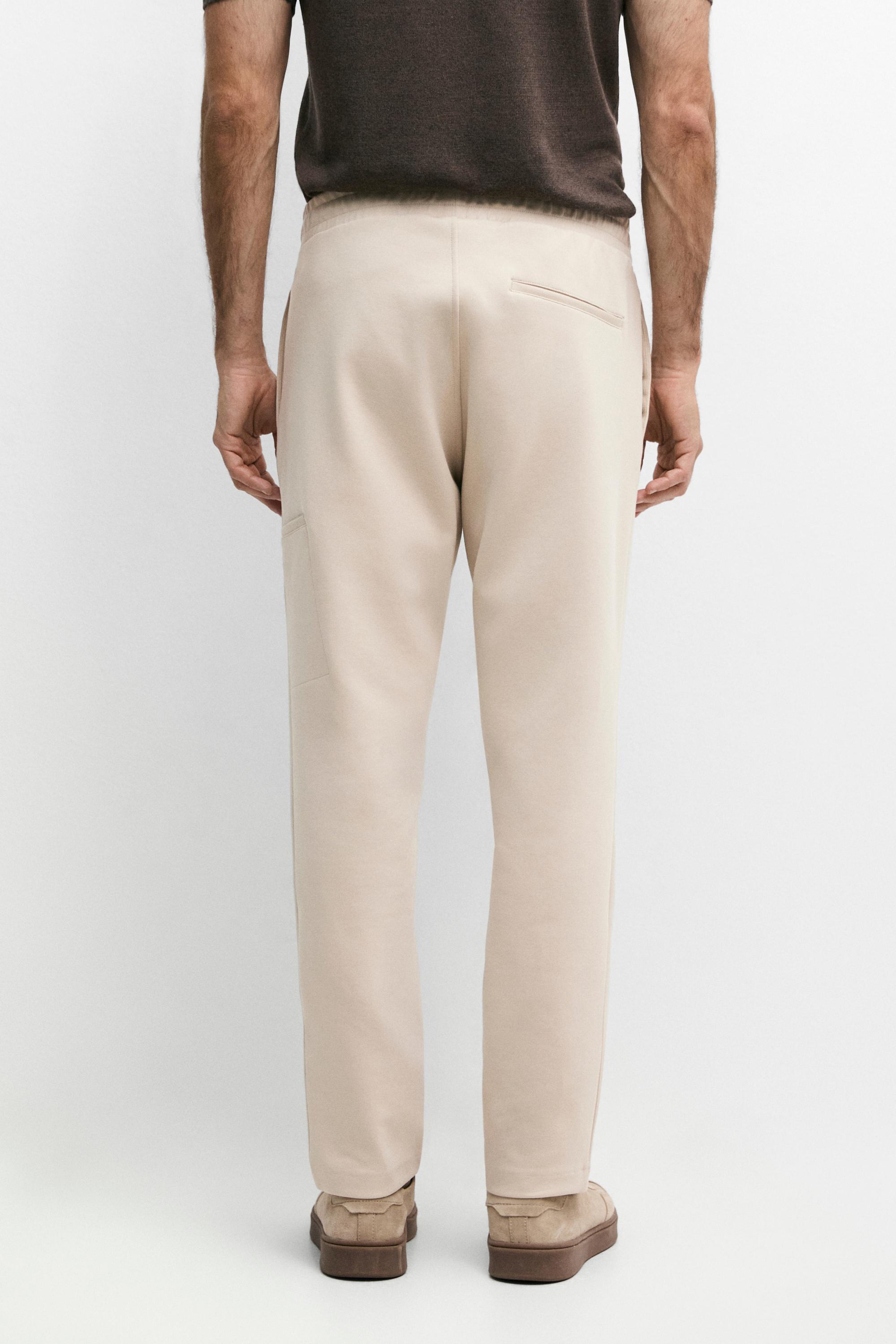 Total look cotton blend jogger fit trousers — Light Beige
