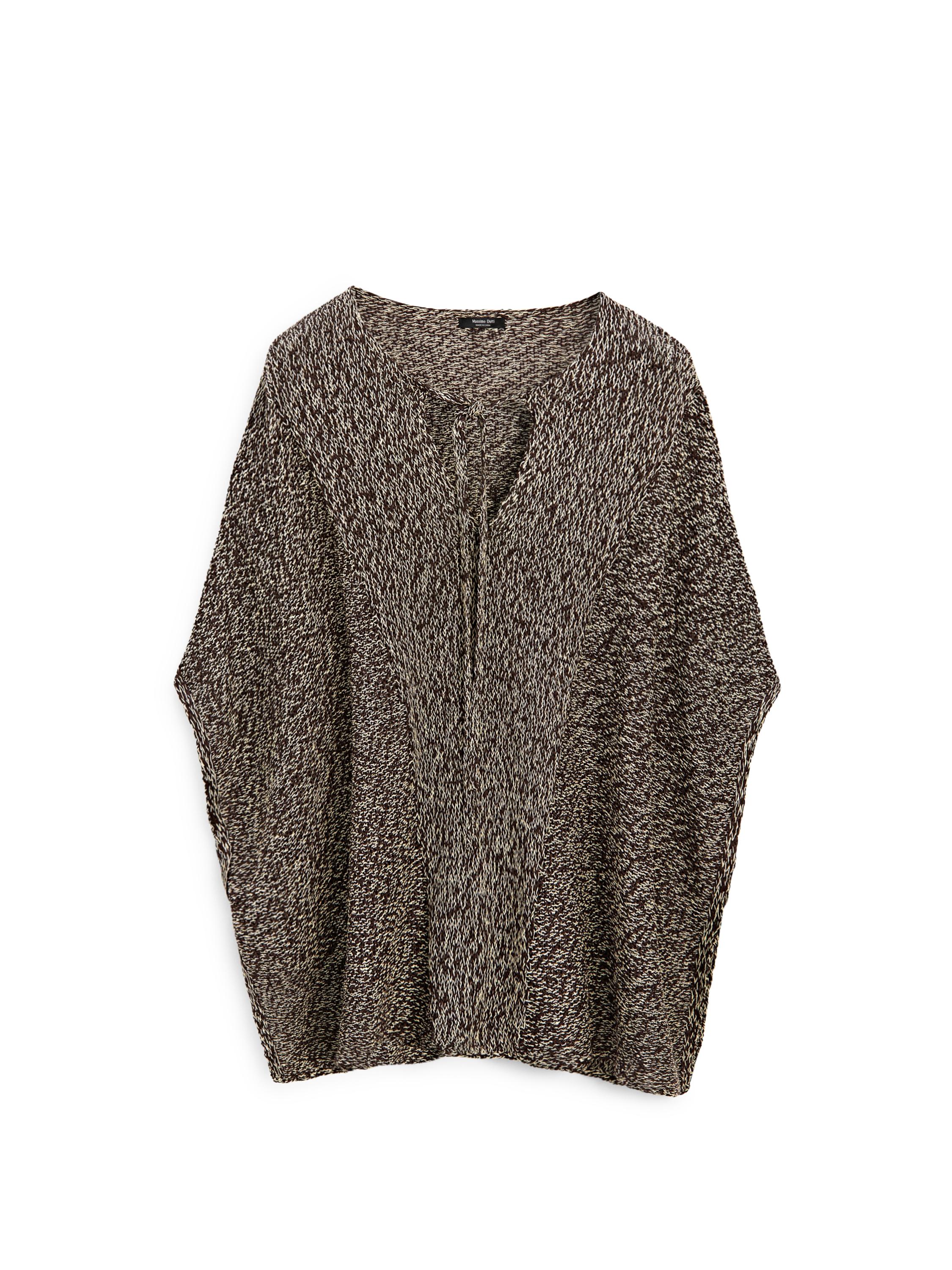 Cotton blend knit cape — BROWN