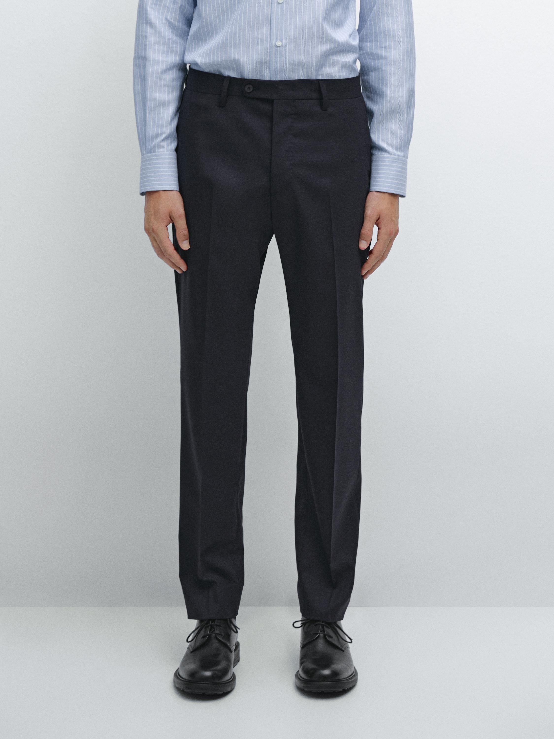 Wool blend suit trousers