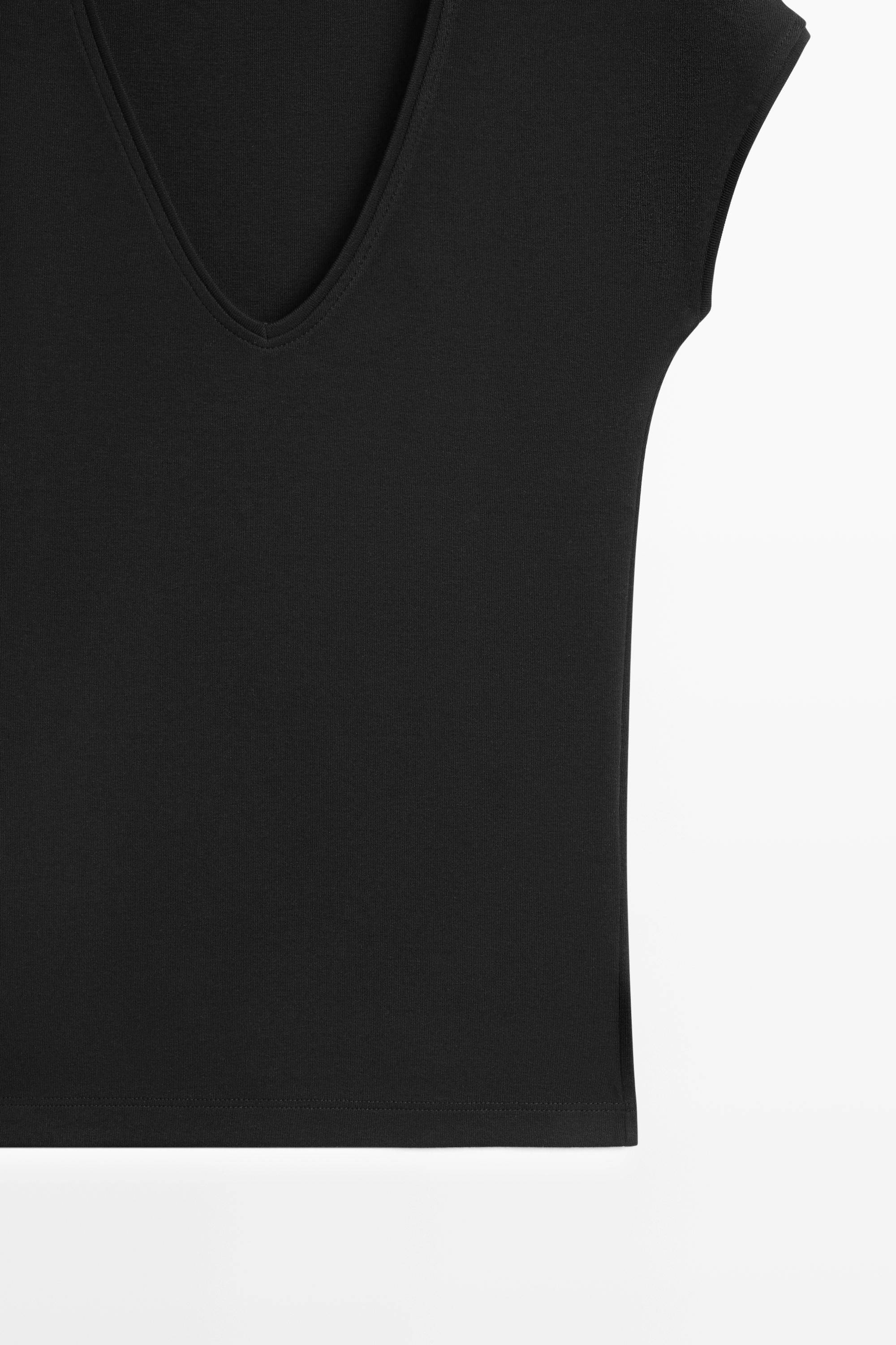 V-neck T-shirt — BLACK